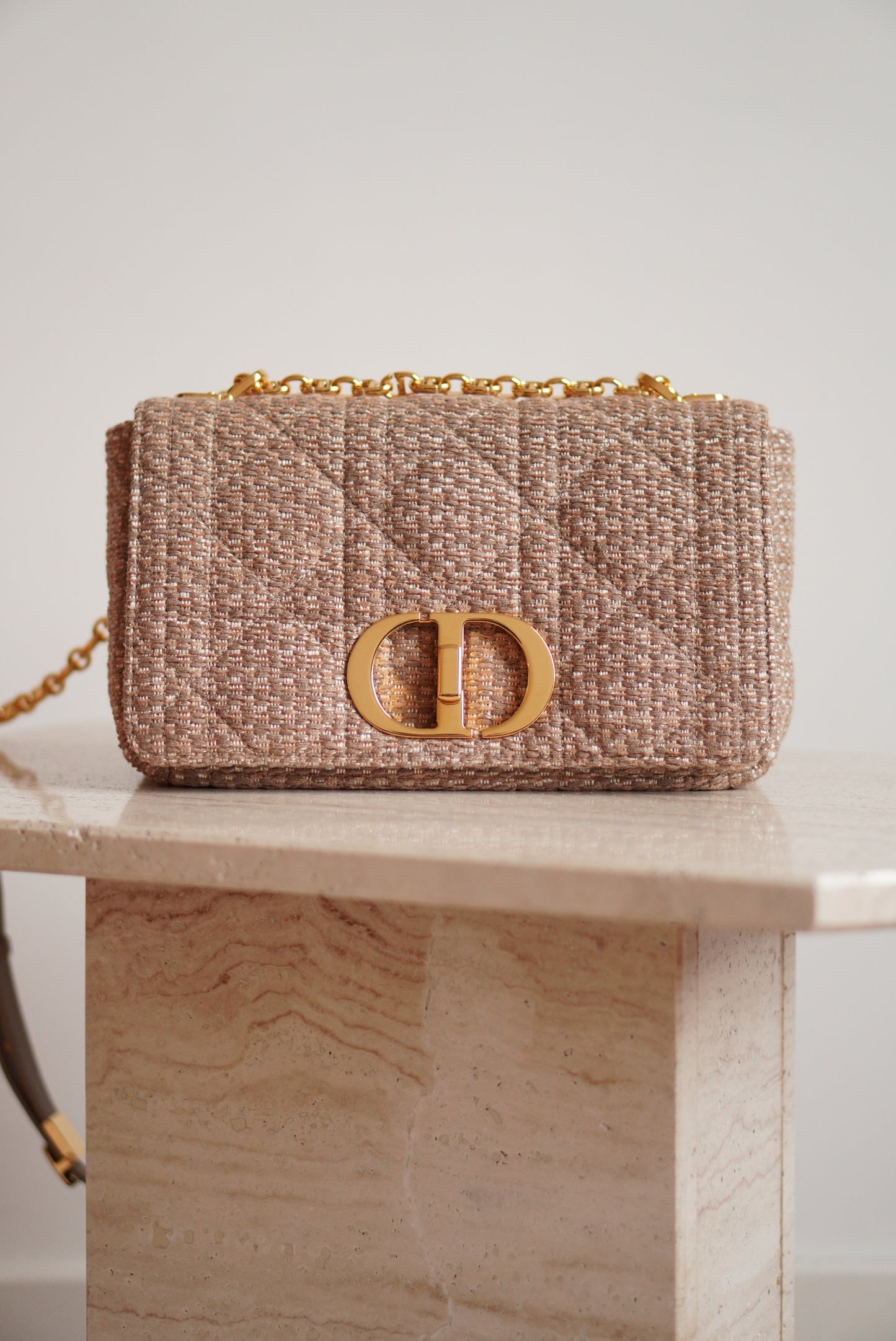 DIOR CARO MEDIUM TWEED | BEIGE