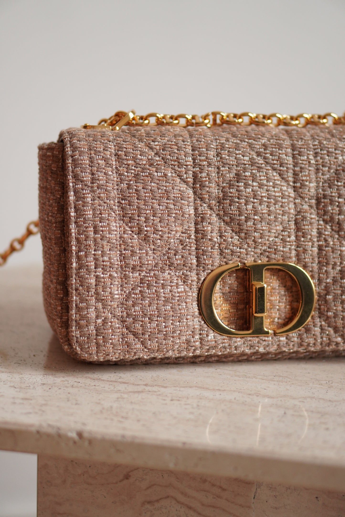 DIOR CARO MEDIUM TWEED | BEIGE