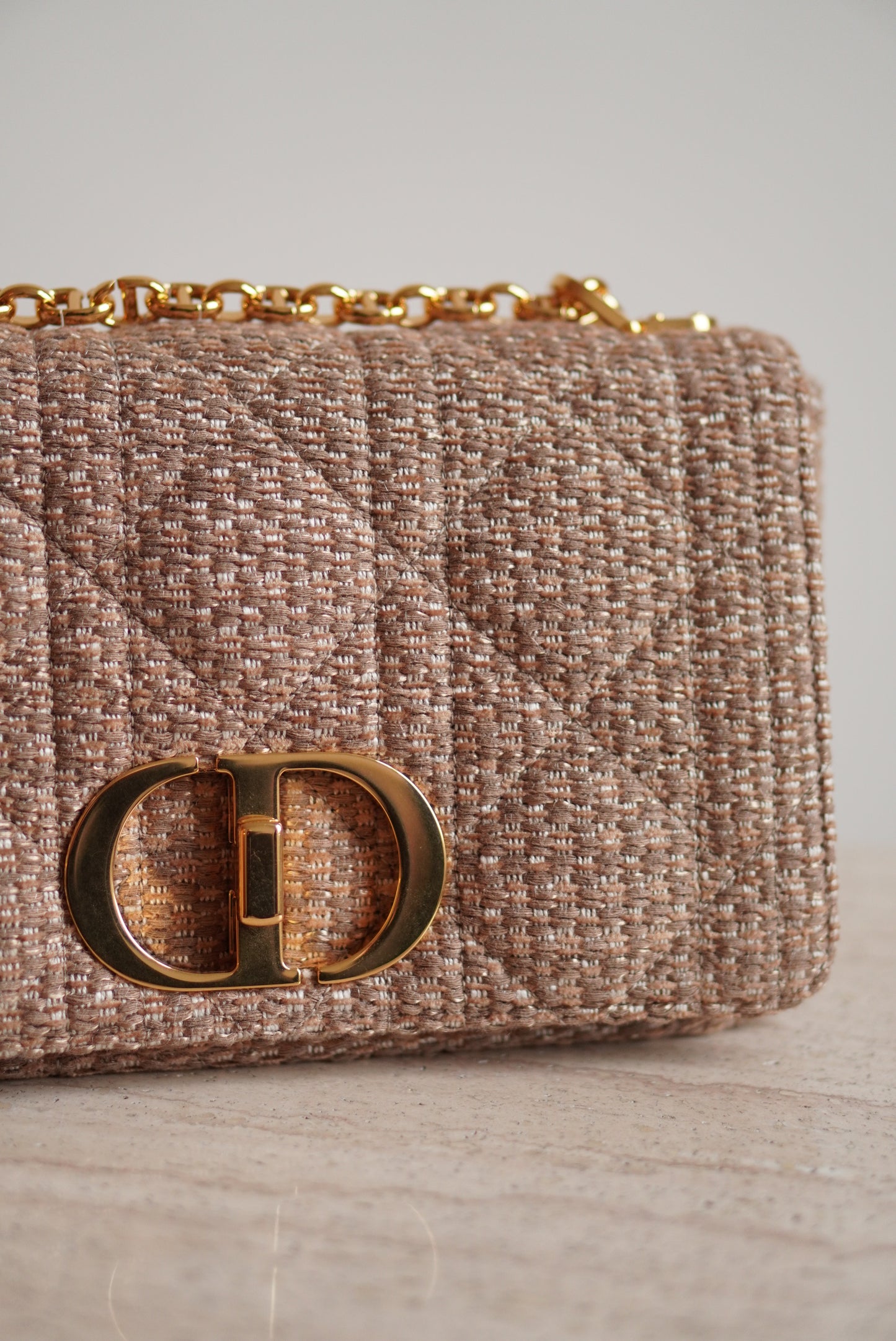 DIOR CARO MEDIUM TWEED | BEIGE