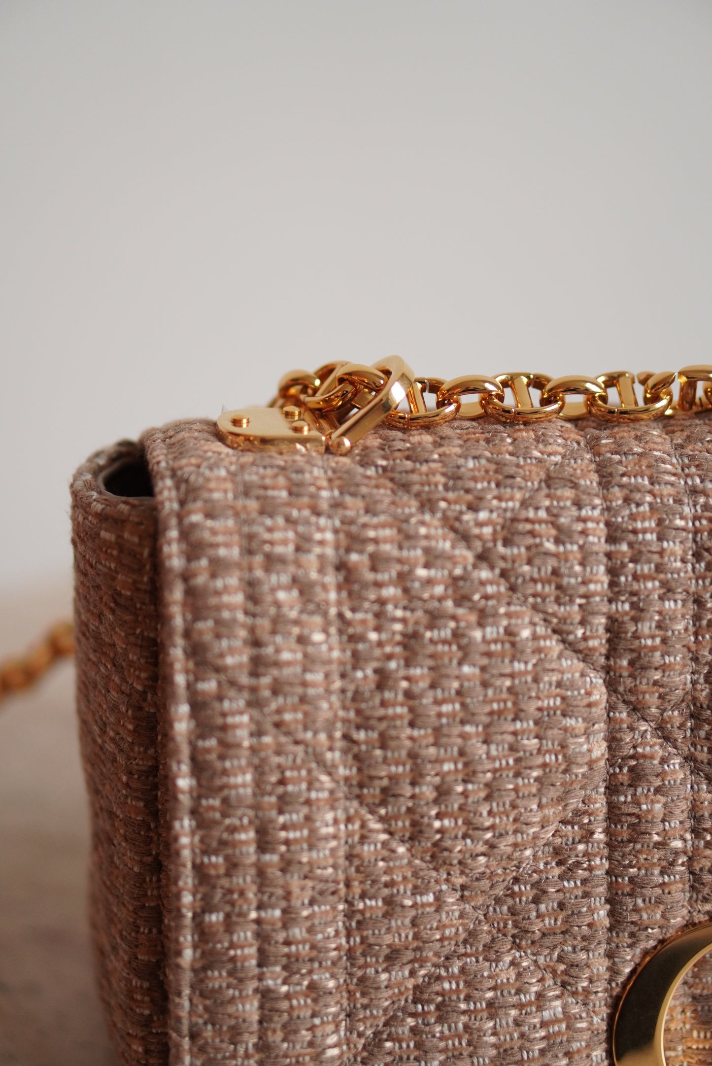 DIOR CARO MEDIUM TWEED | BEIGE