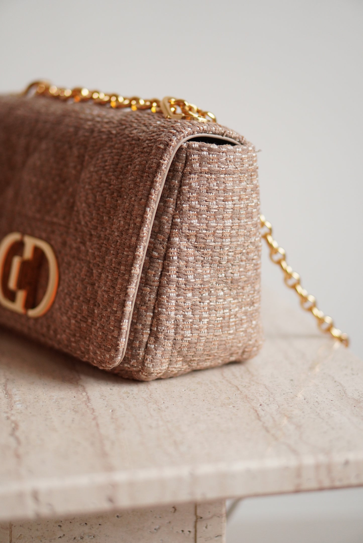 DIOR CARO MEDIUM TWEED | BEIGE
