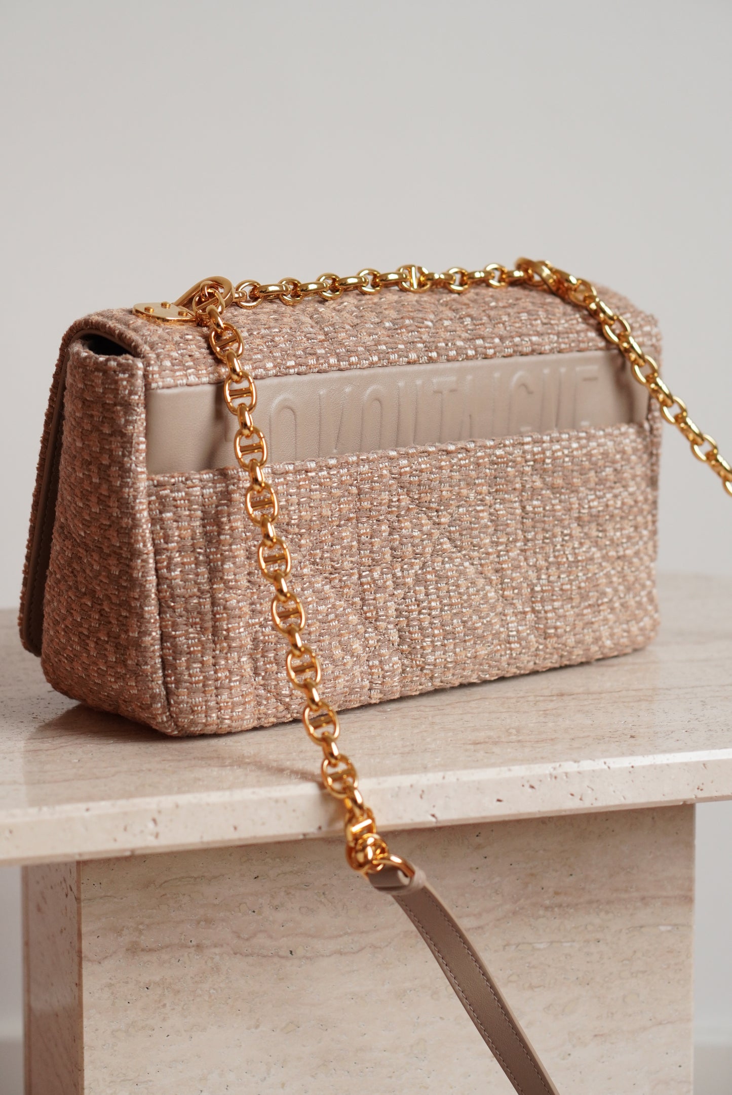 DIOR CARO MEDIUM TWEED | BEIGE