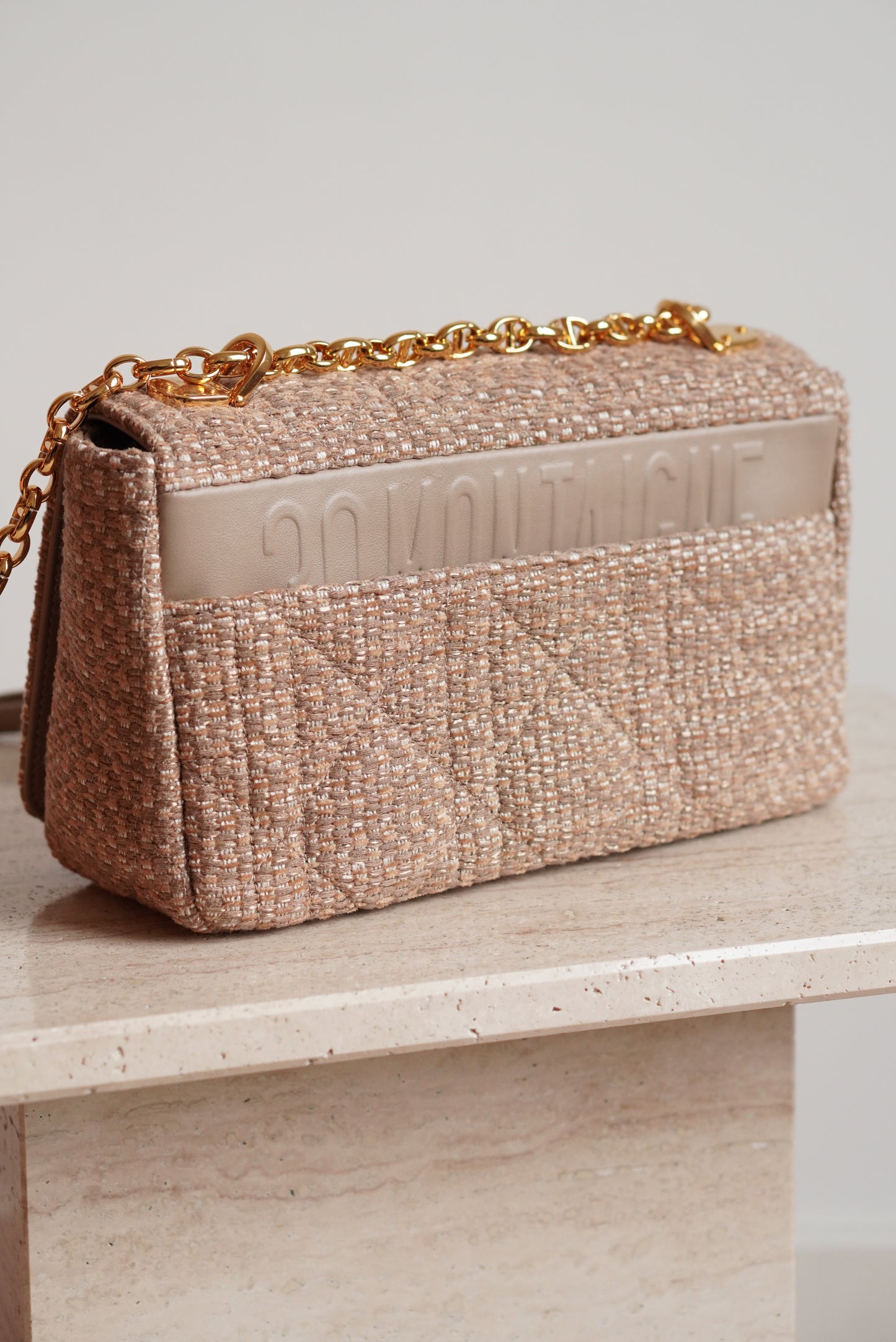 DIOR CARO MEDIUM TWEED | BEIGE