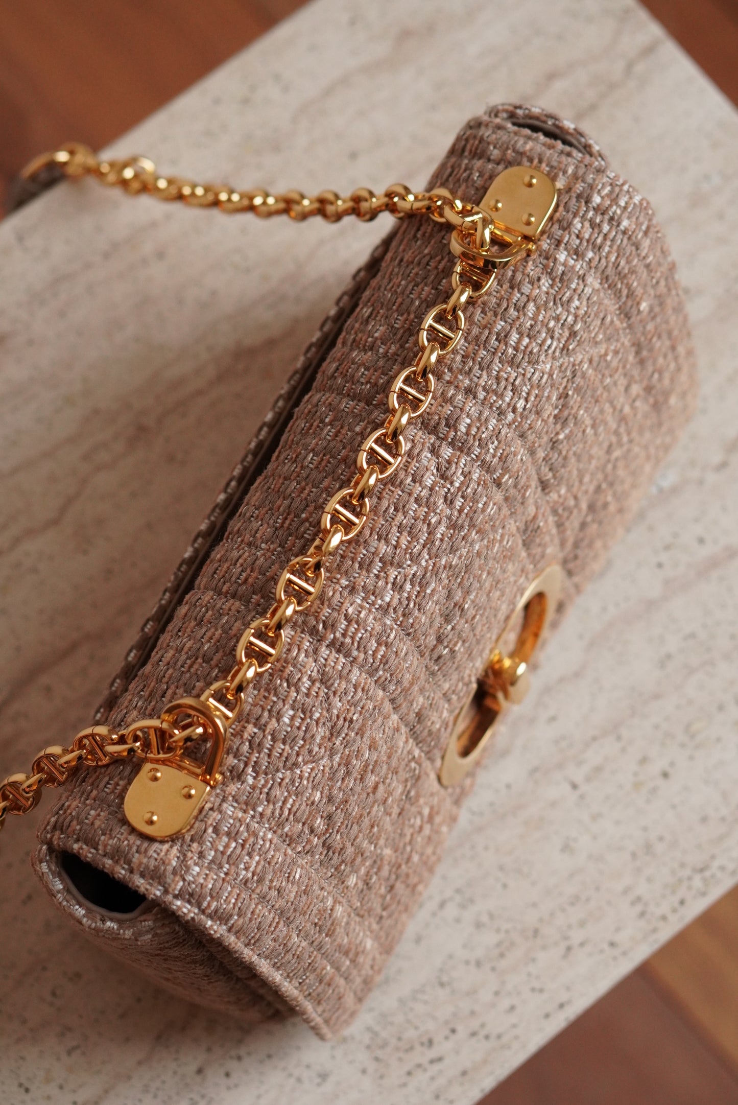 DIOR CARO MEDIUM TWEED | BEIGE