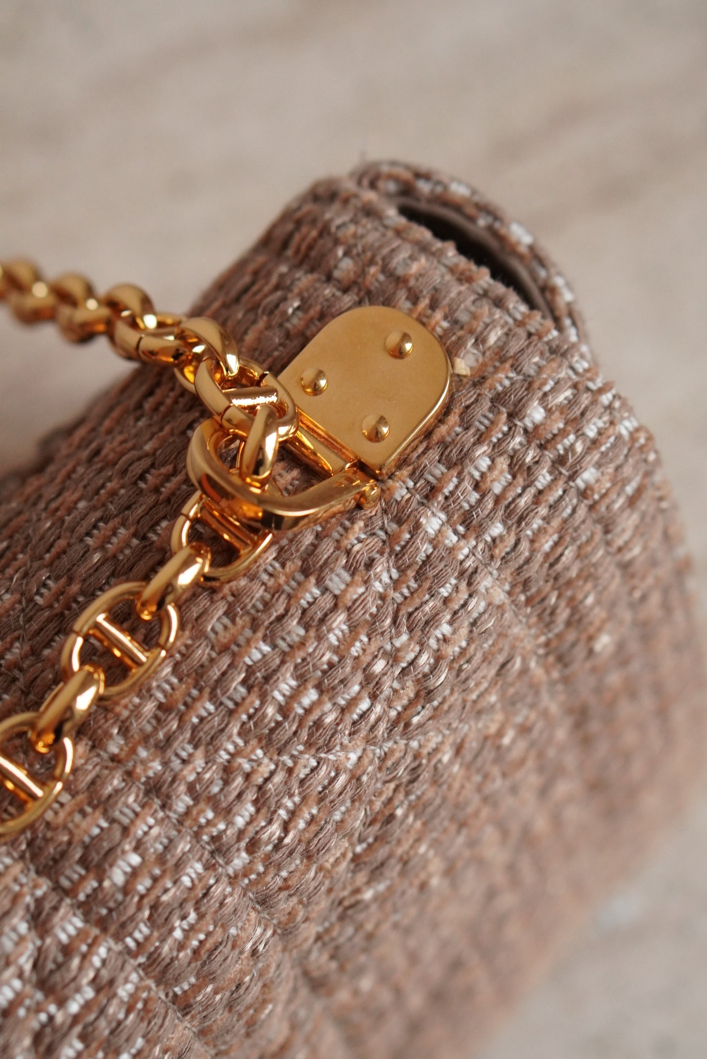 DIOR CARO MEDIUM TWEED | BEIGE