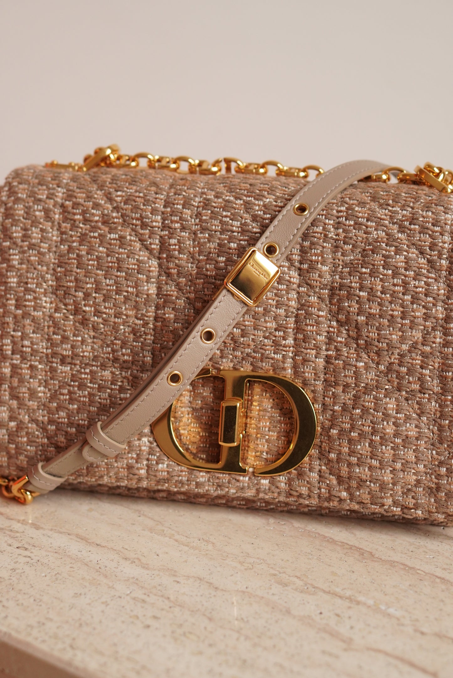 DIOR CARO MEDIUM TWEED | BEIGE