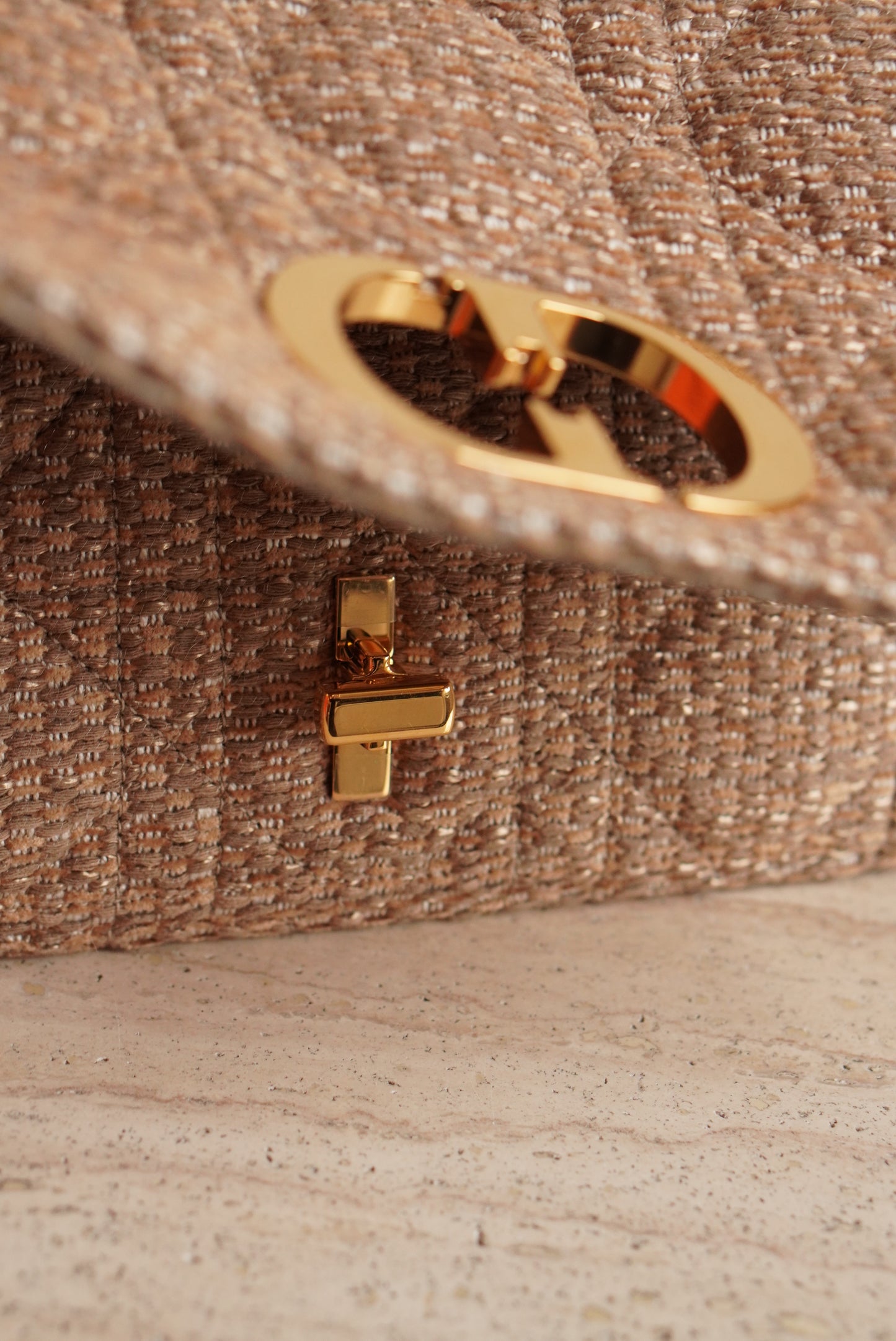 DIOR CARO MEDIUM TWEED | BEIGE