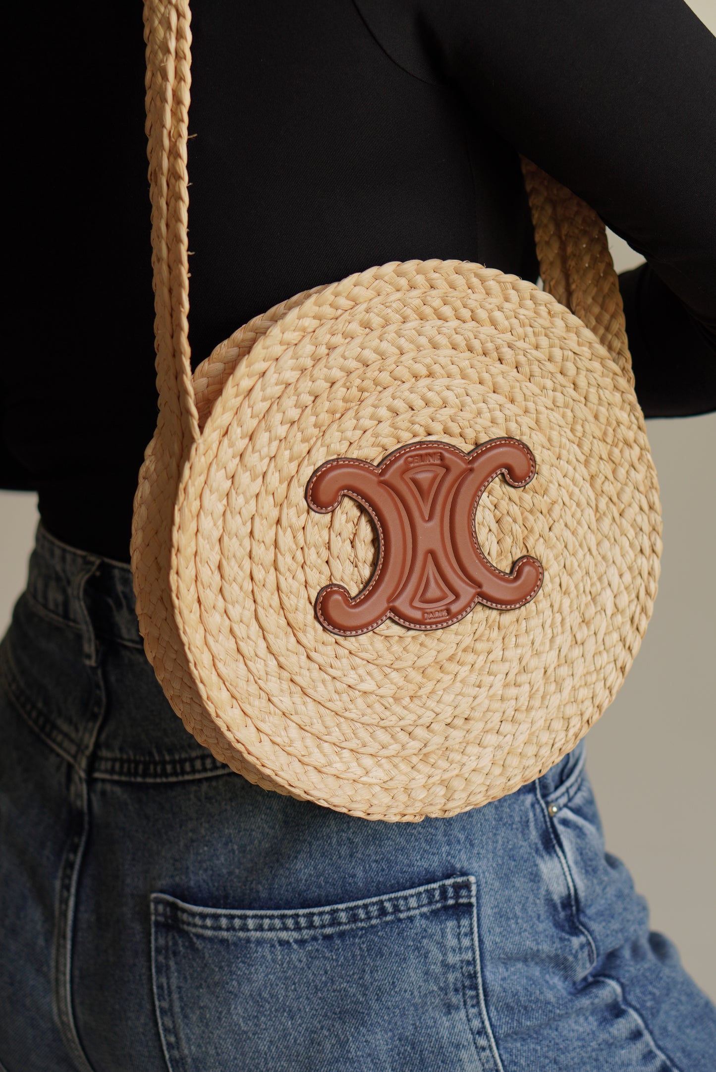 CELINE TRIOMPHE RAFFIA SMALL ROUND