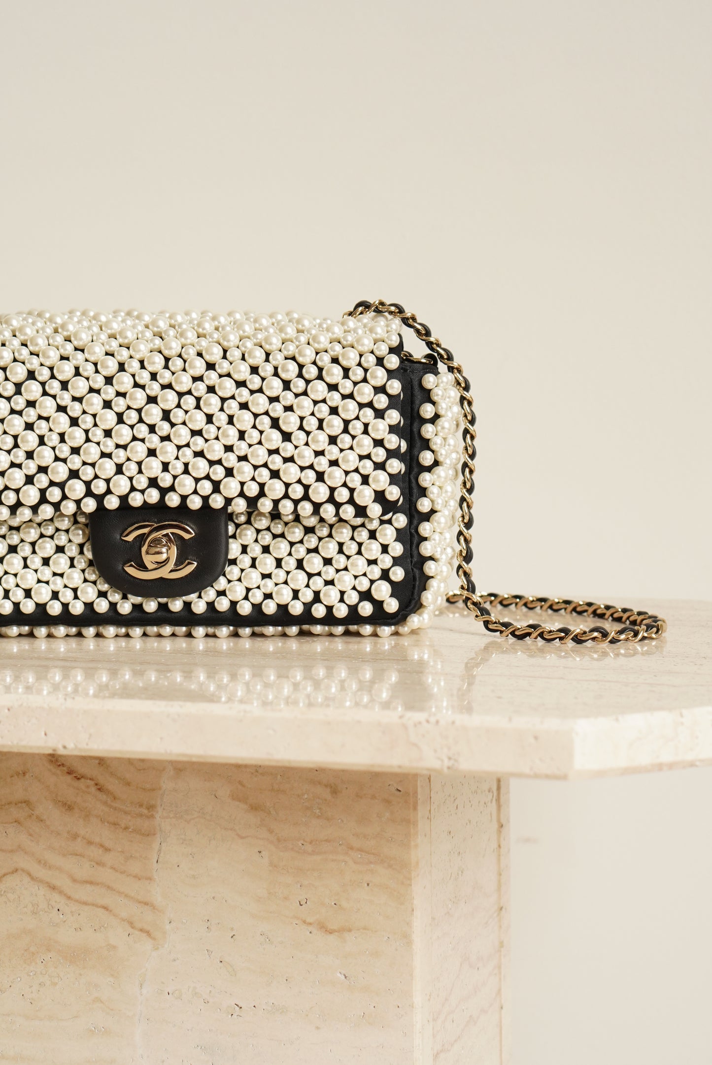 CHANEL 19S PEARL MINI RECTANGULAR