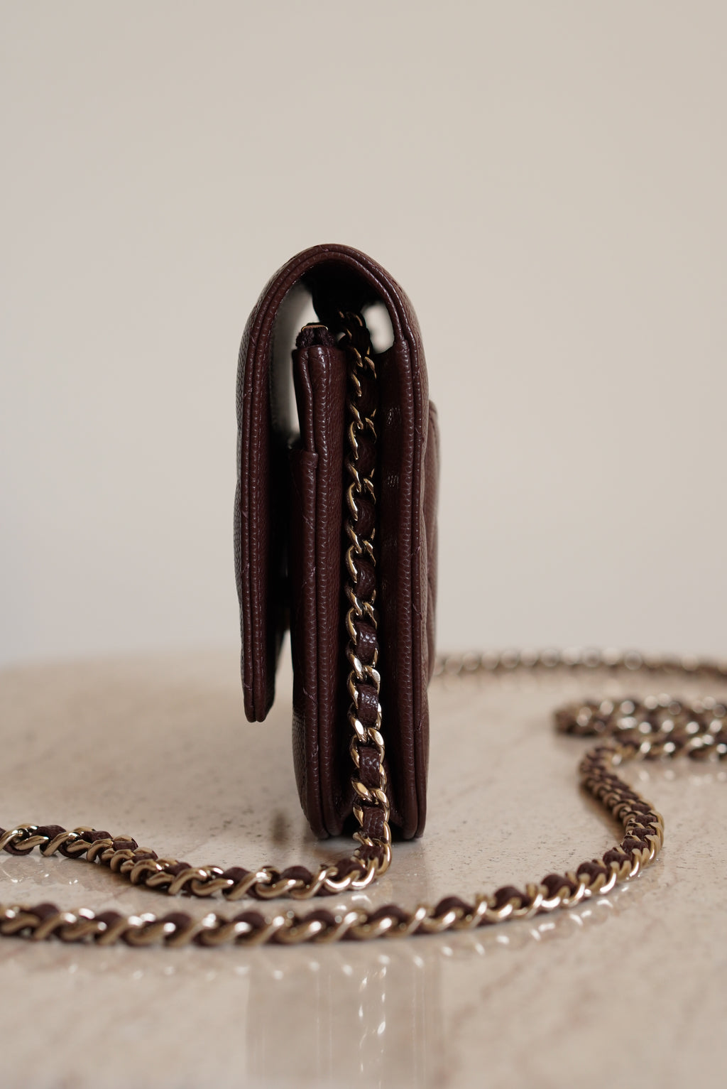 CHANEL 25K WALLET ON CHAIN | BROWN