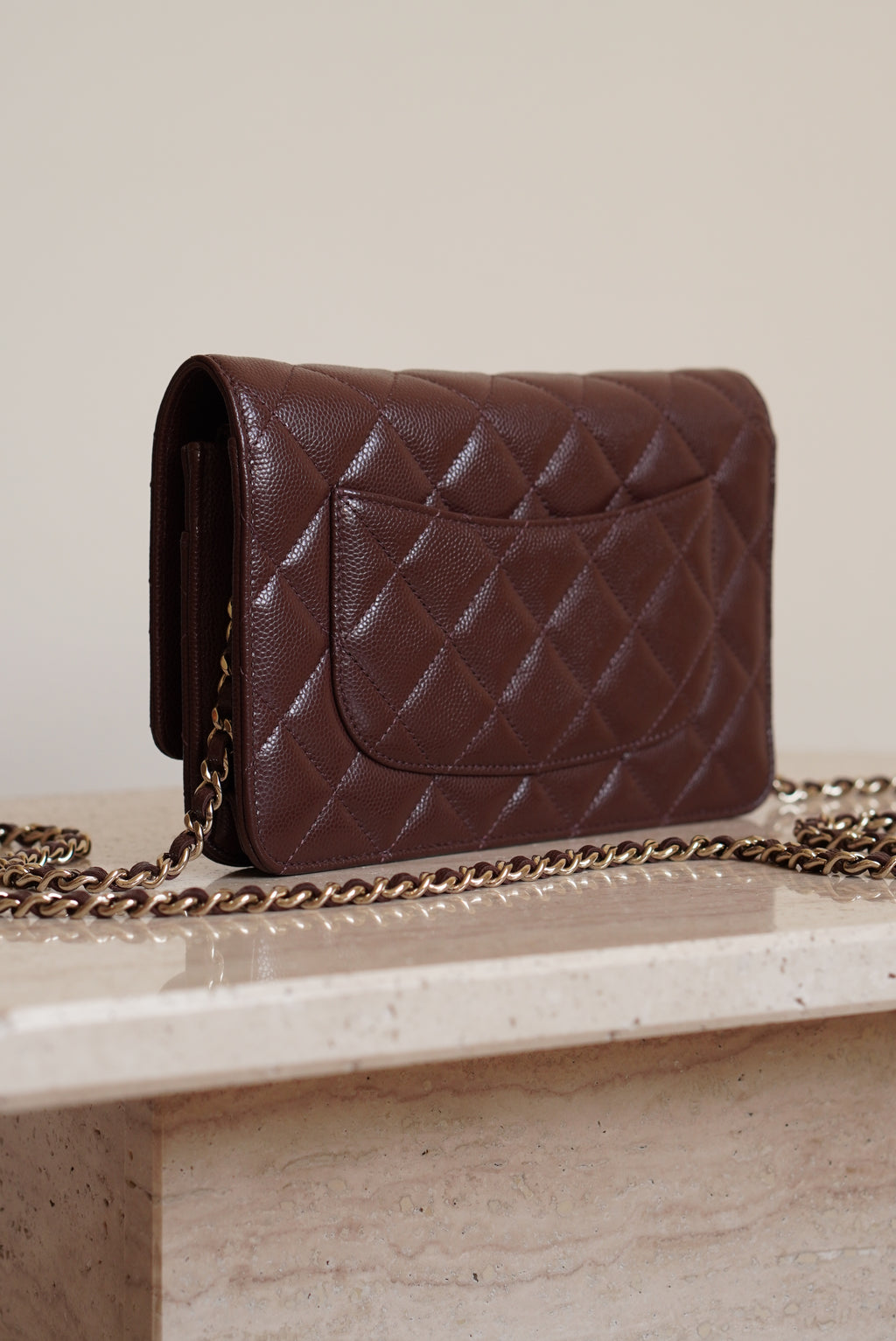 CHANEL 25K WALLET ON CHAIN | BROWN