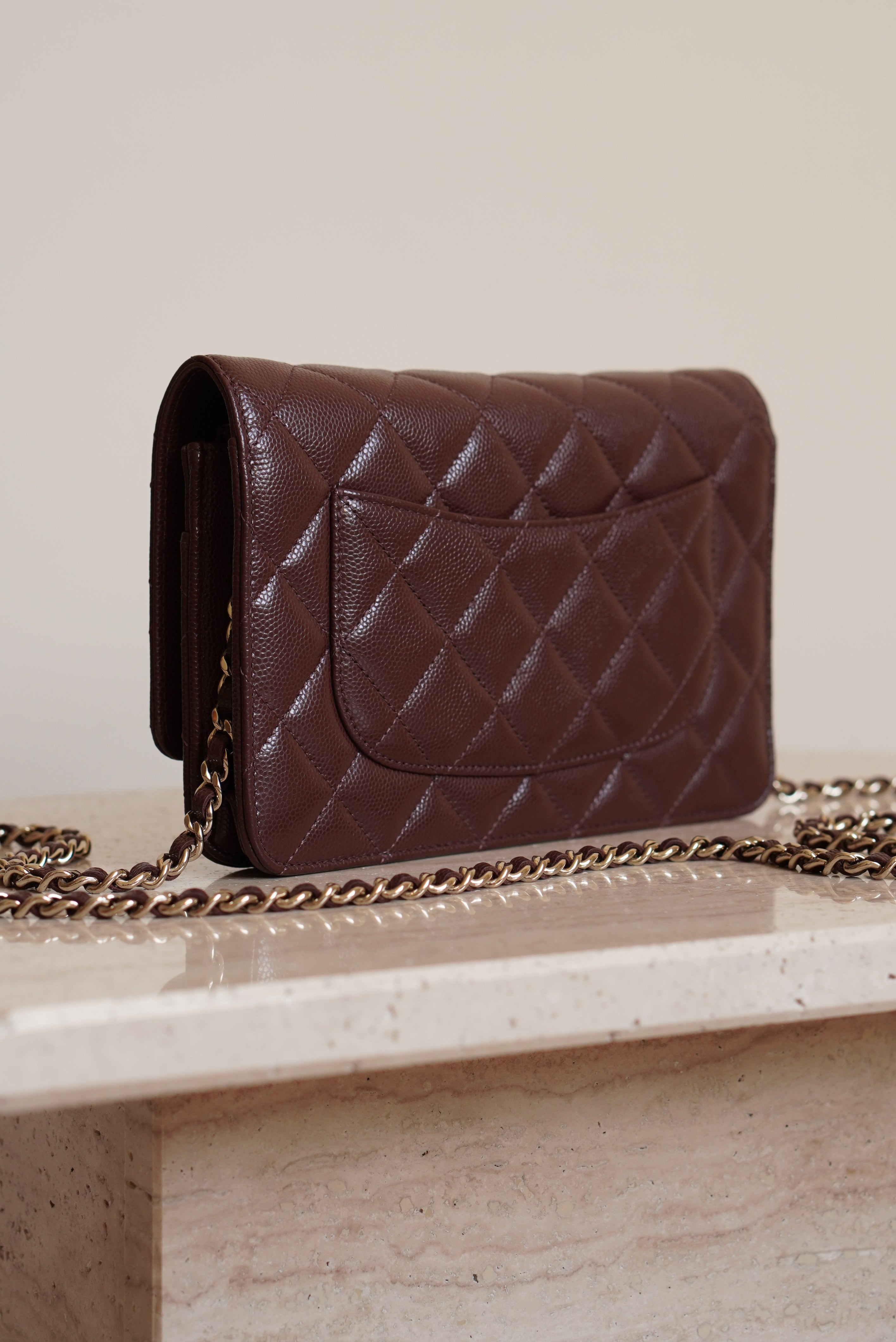 CHANEL 25K WALLET ON CHAIN | BROWN