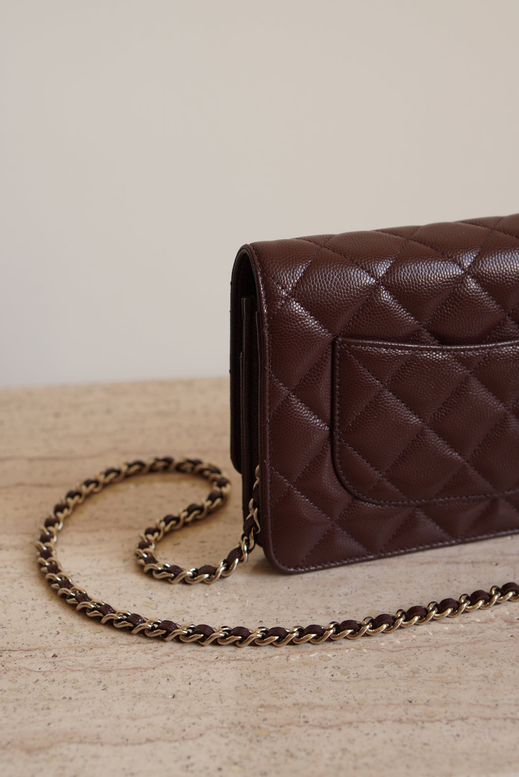 CHANEL 25K WALLET ON CHAIN | BROWN
