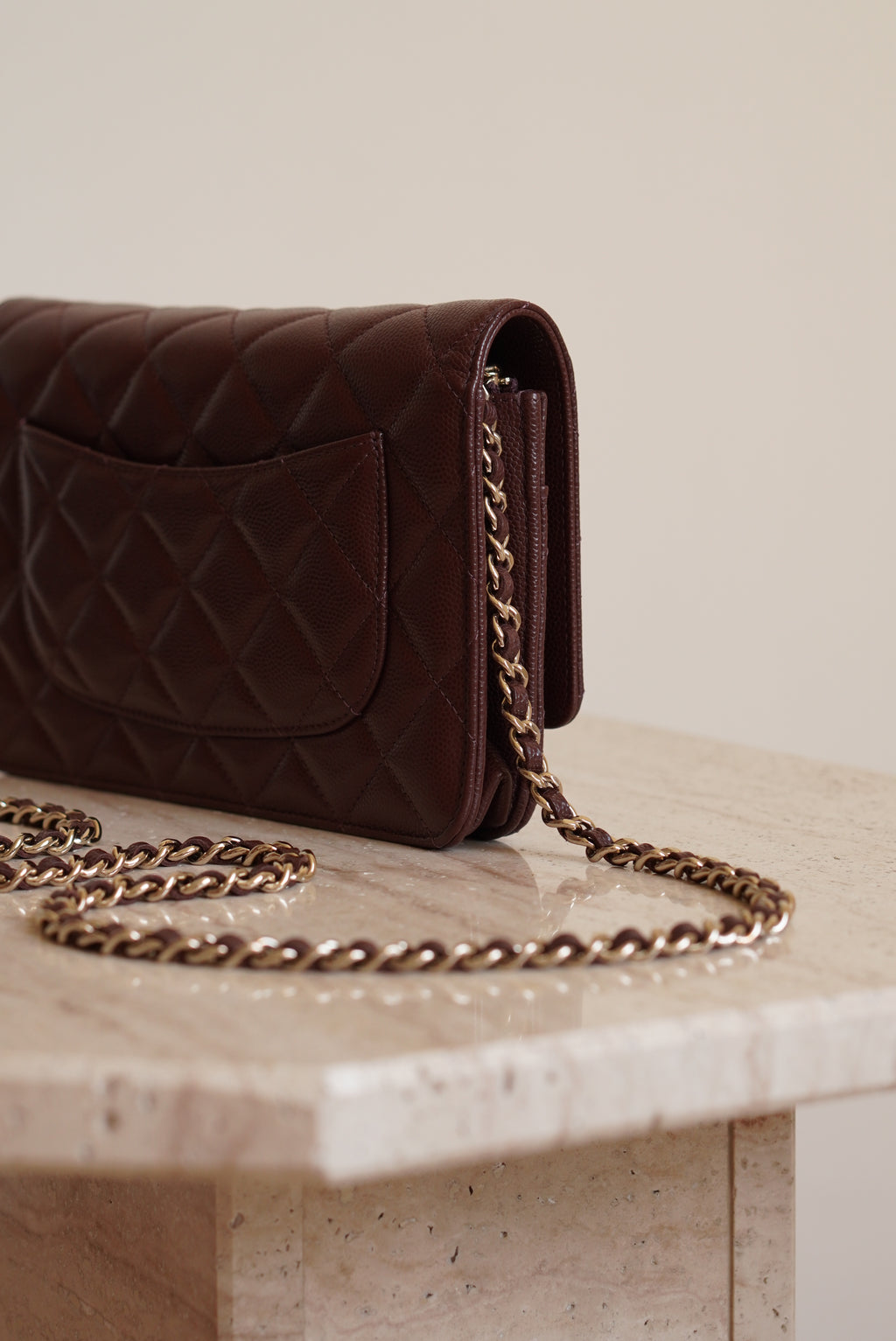 CHANEL 25K WALLET ON CHAIN | BROWN