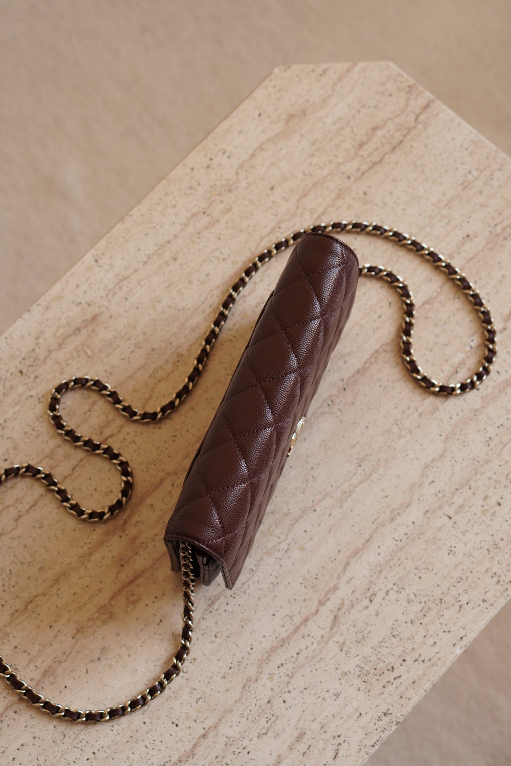 CHANEL 25K WALLET ON CHAIN | BROWN