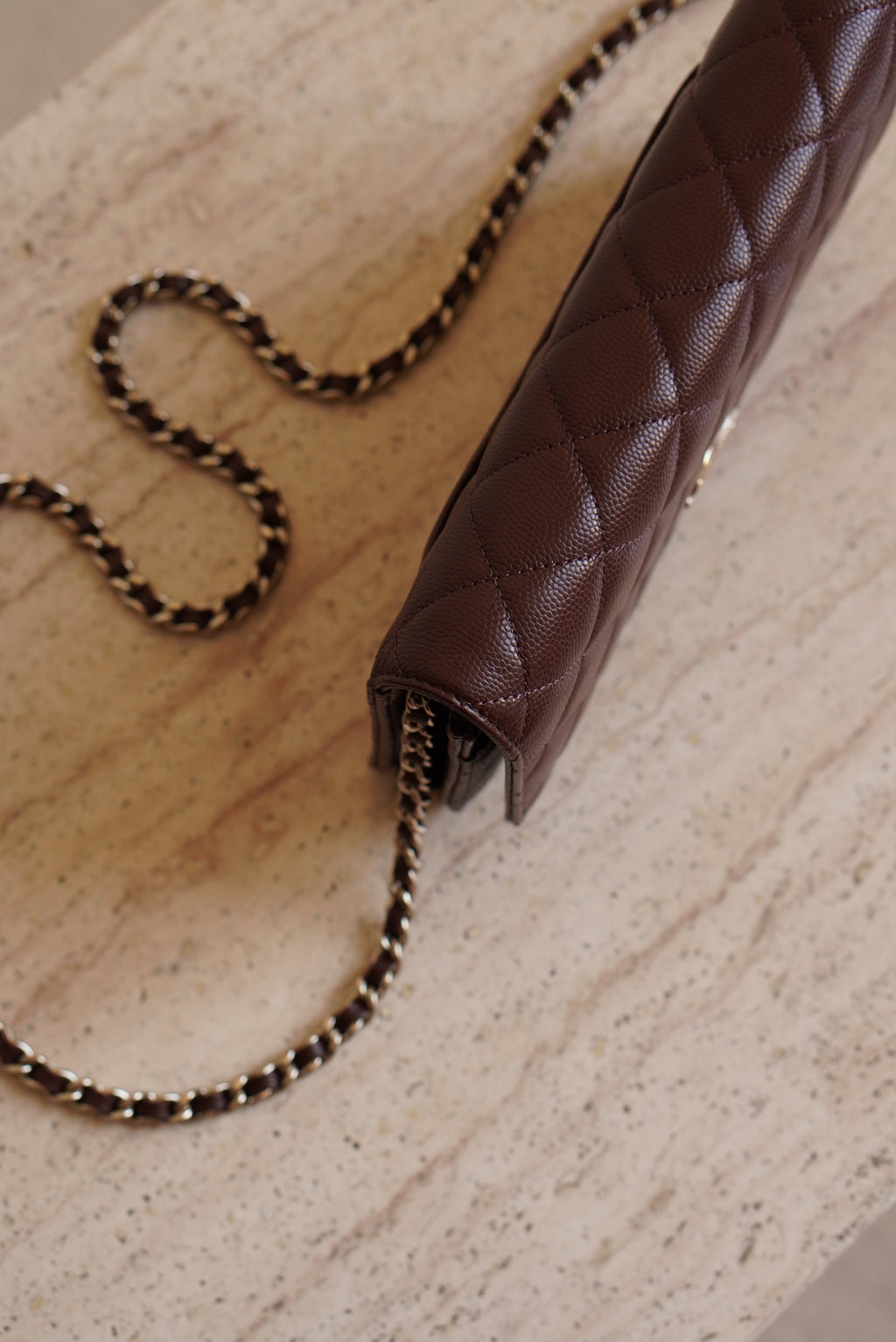 CHANEL 25K WALLET ON CHAIN | BROWN