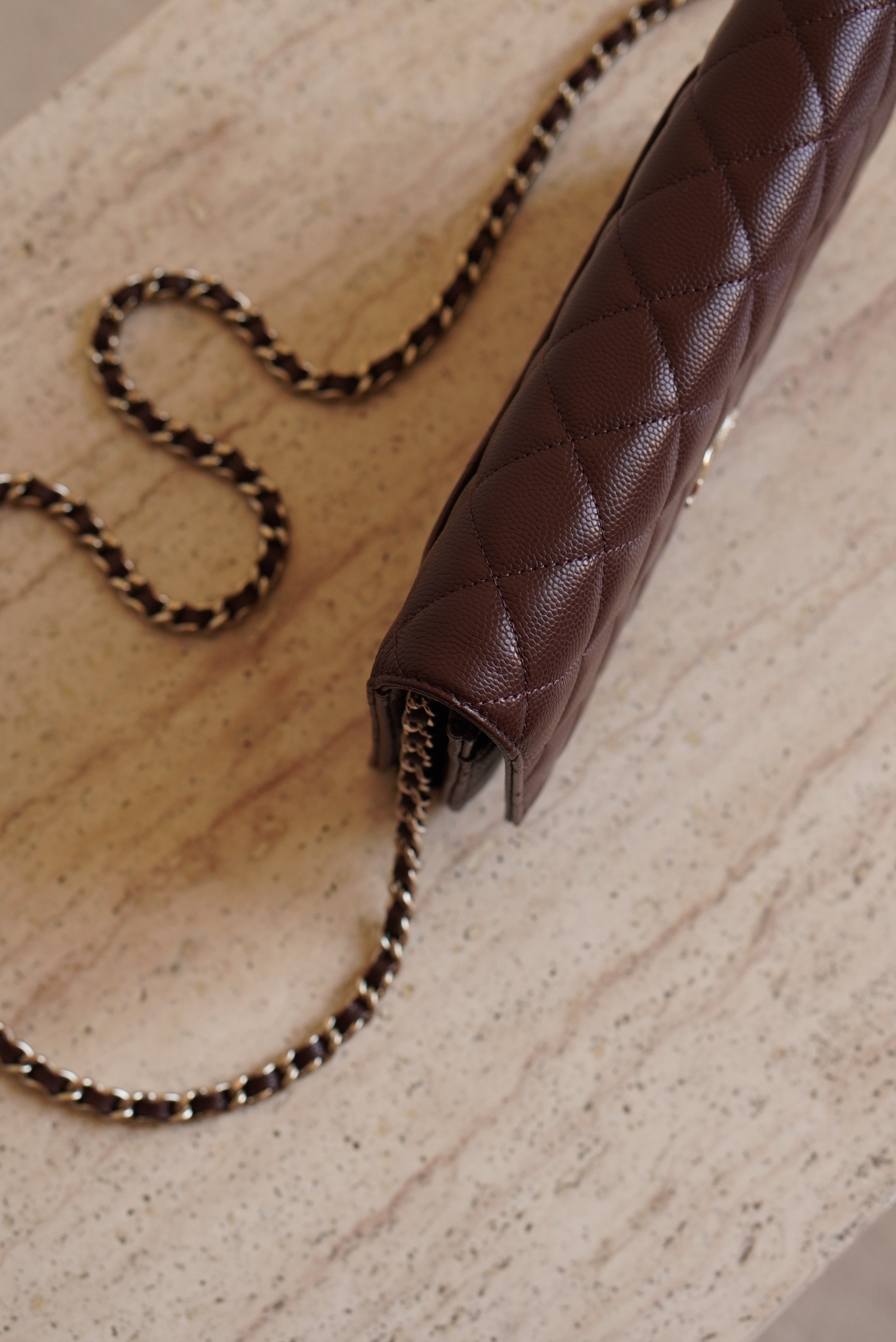 CHANEL 25K WALLET ON CHAIN | BROWN