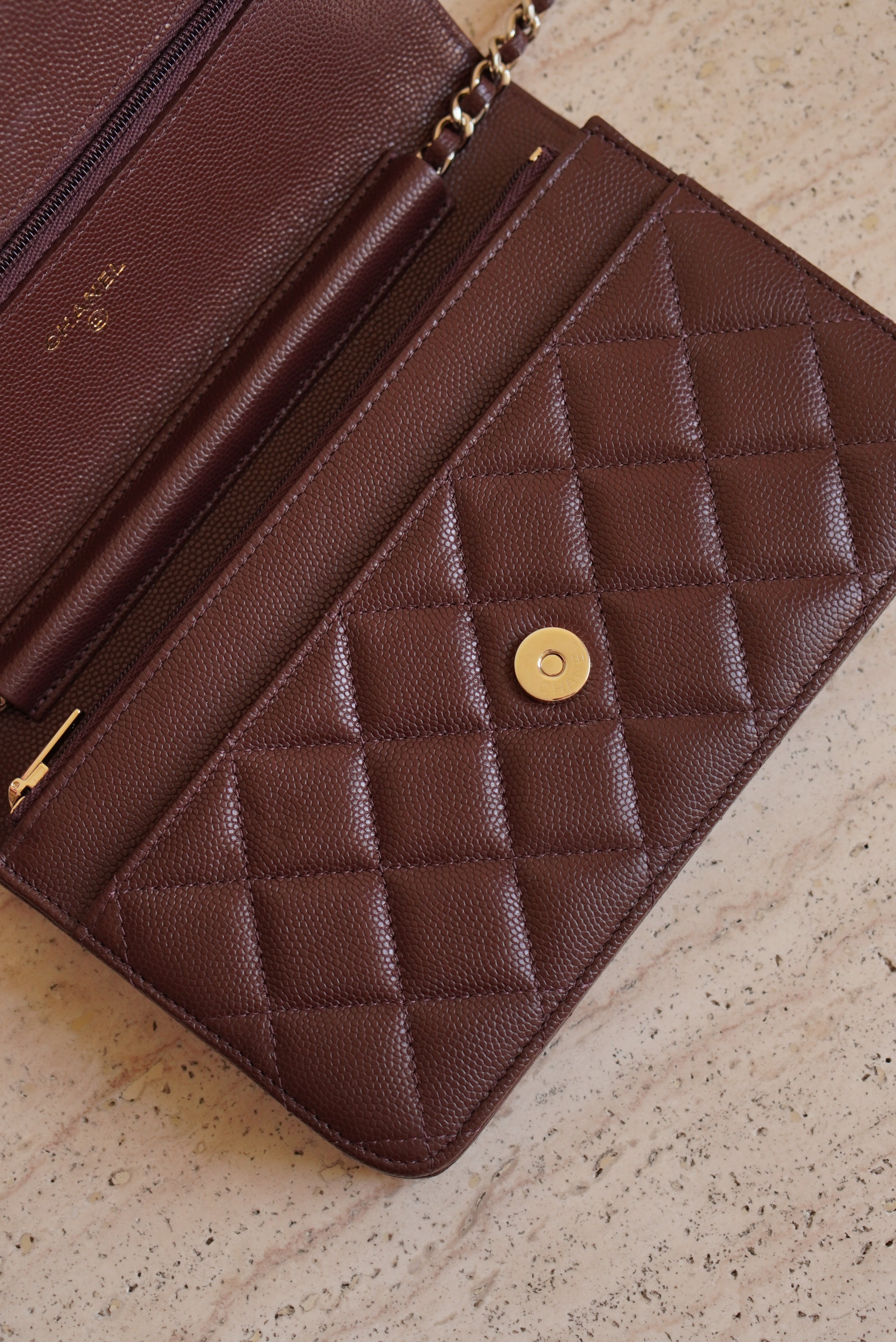 CHANEL 25K WALLET ON CHAIN | BROWN