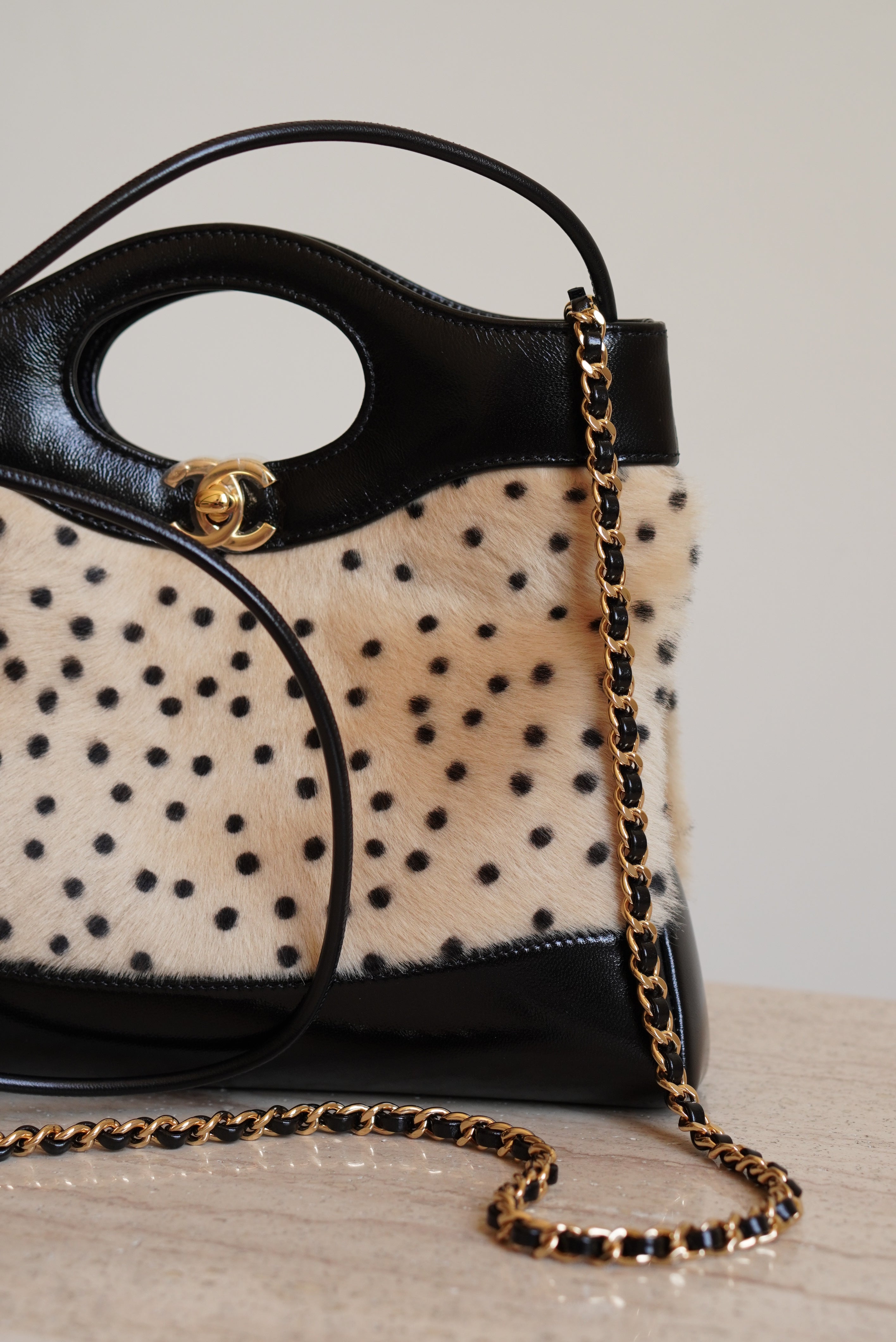 CHANEL 26A 31 MINI SHOPPING BAG | BLACK & LEOPARD