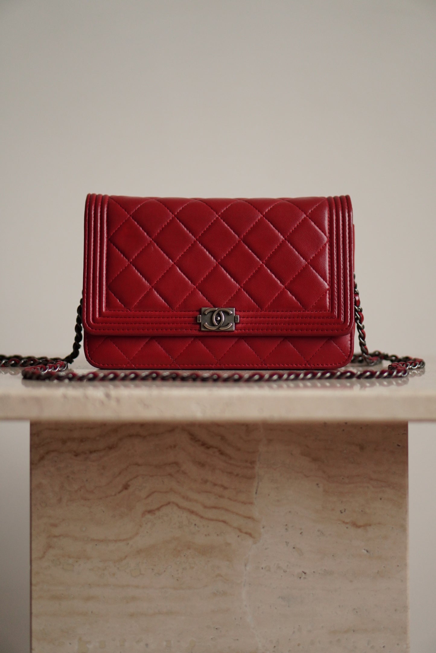 CHANEL BOY WALLET ON CHAIN