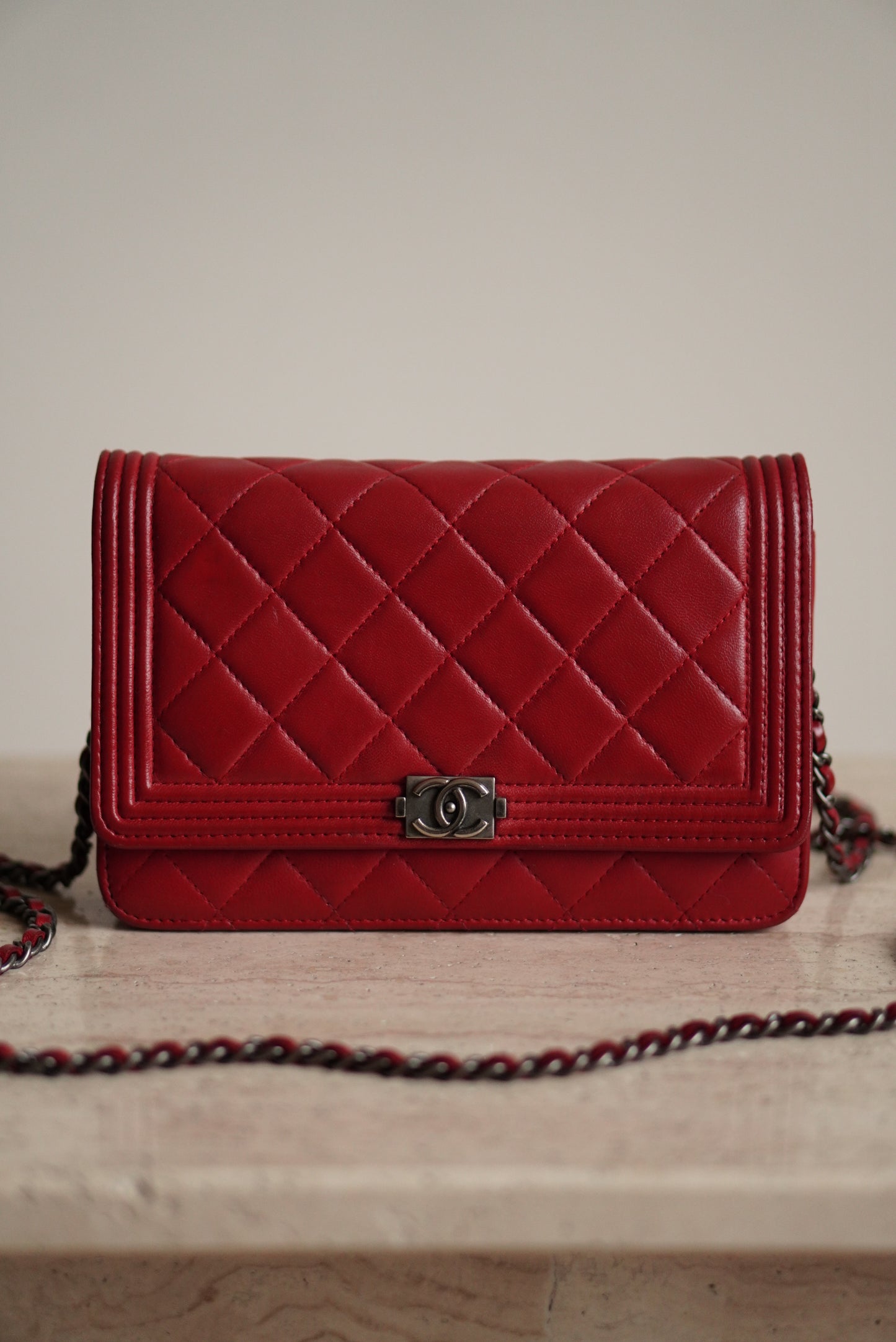 CHANEL BOY WALLET ON CHAIN