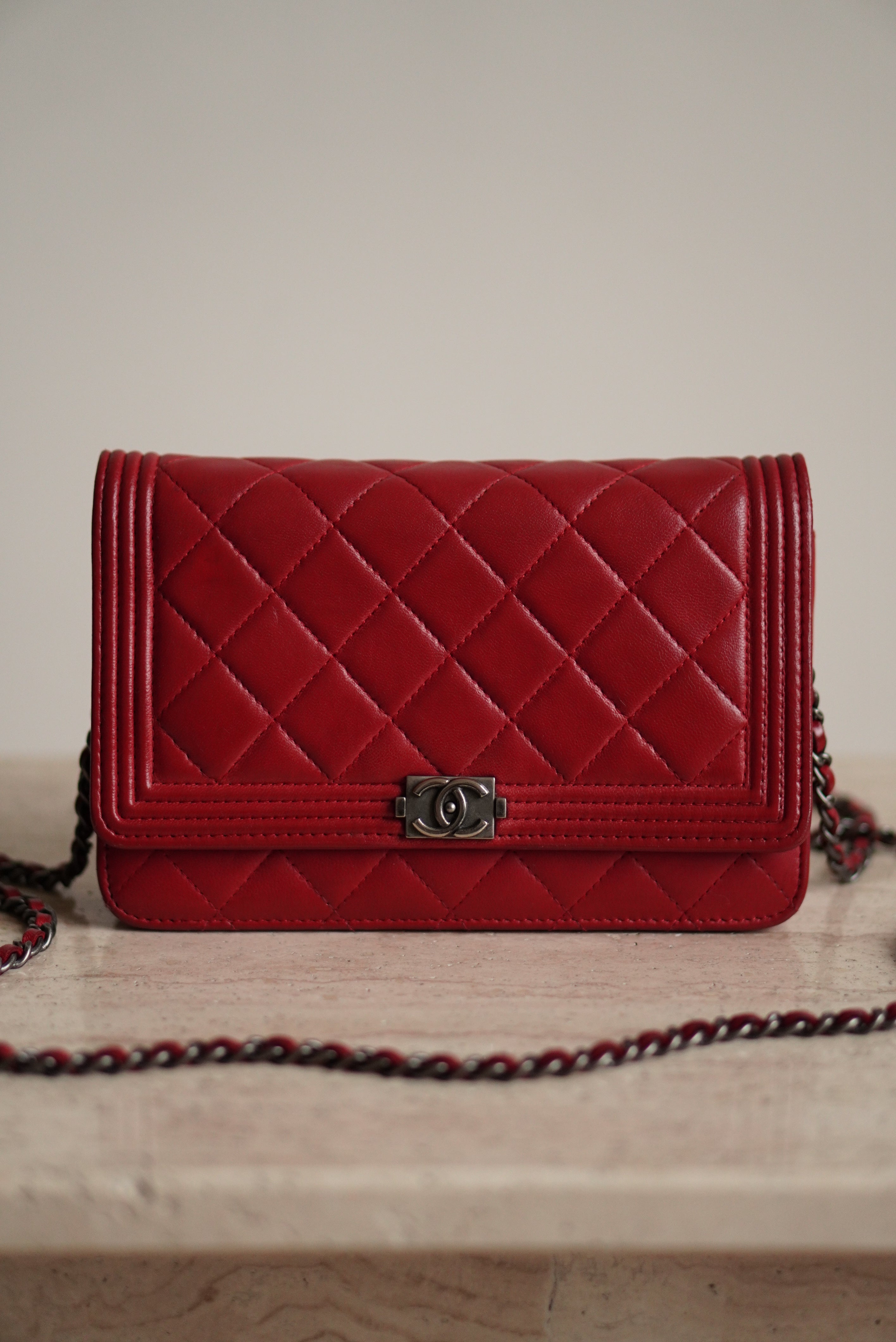 CHANEL BOY WALLET ON CHAIN
