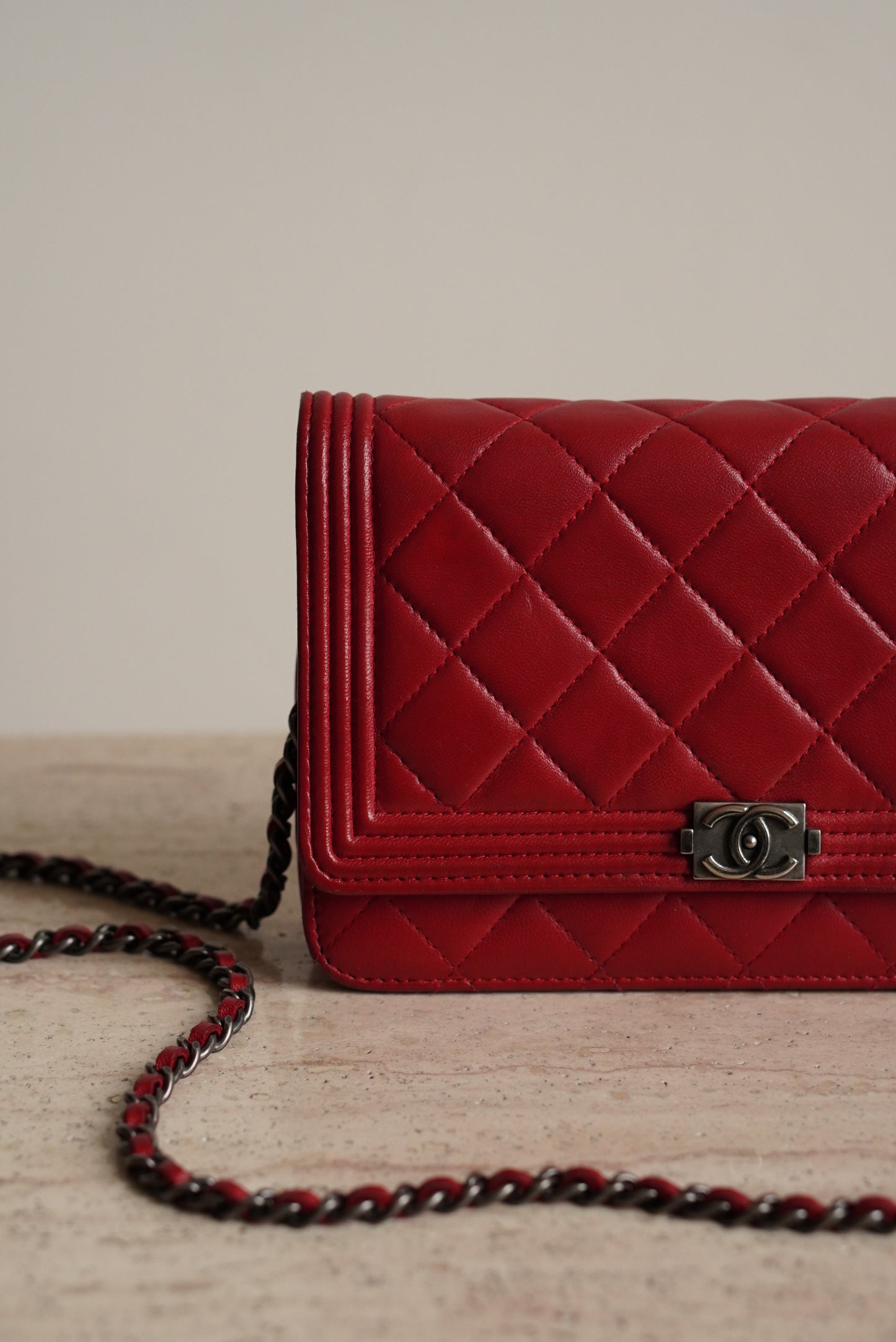 CHANEL BOY WALLET ON CHAIN