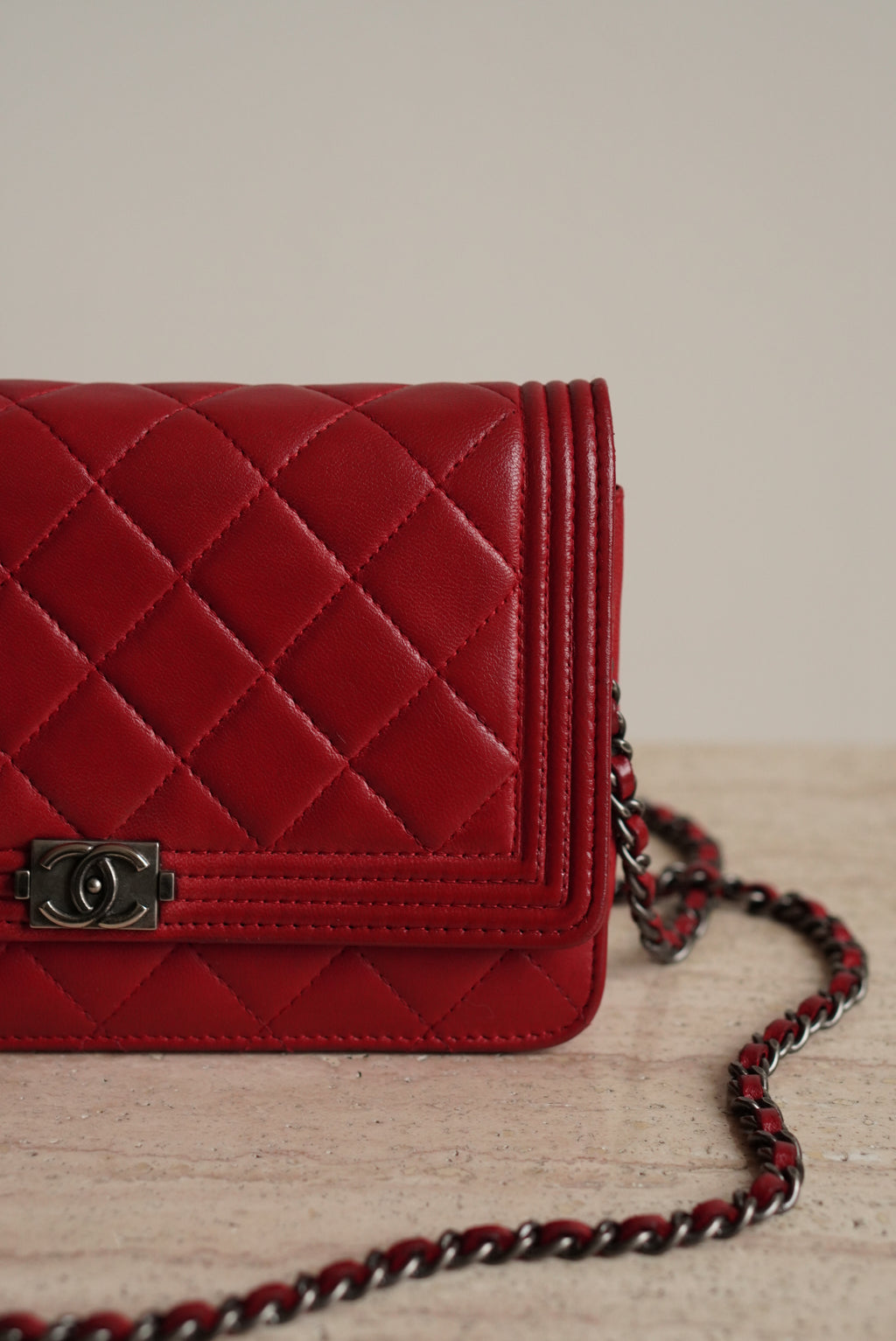 CHANEL BOY WALLET ON CHAIN