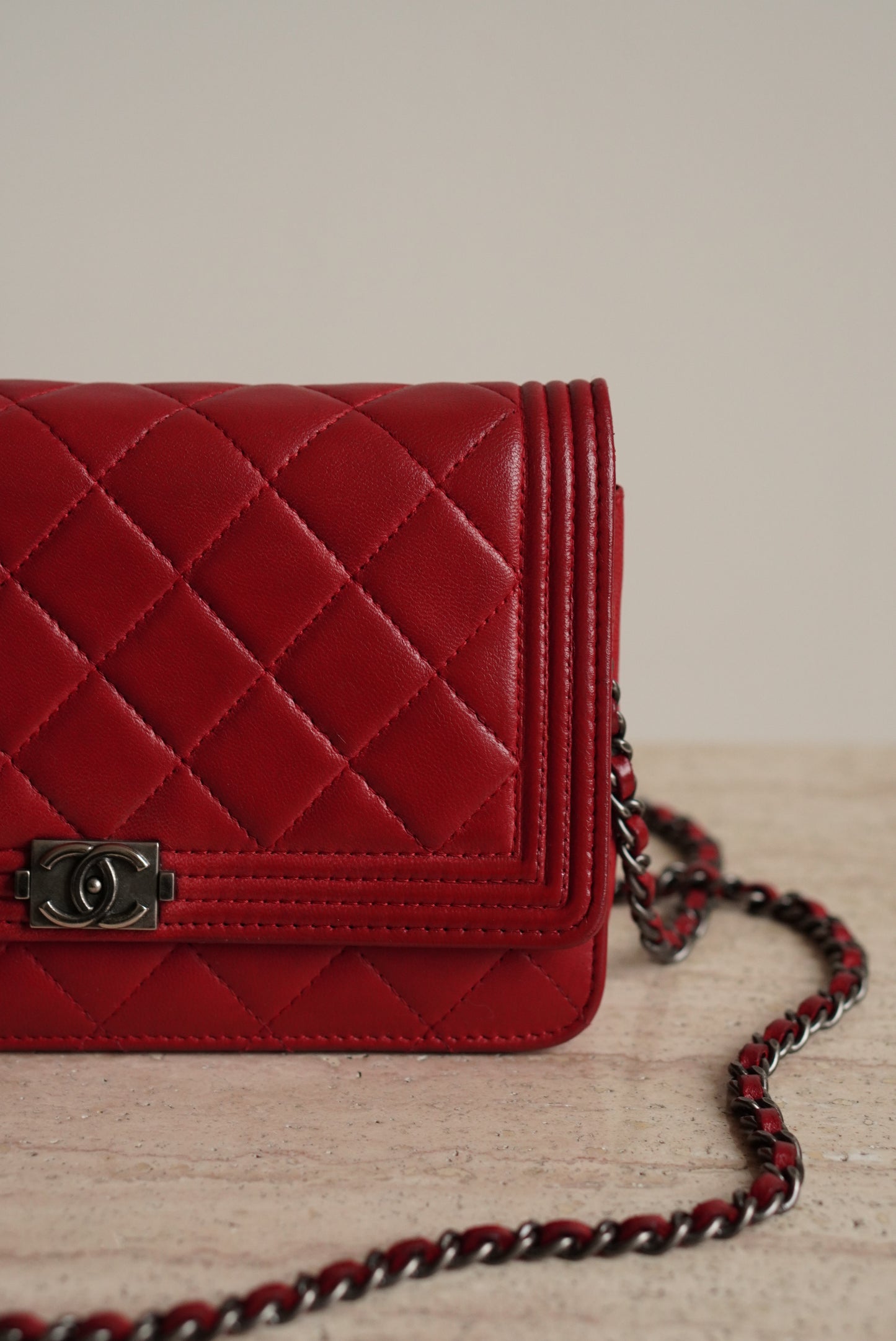 CHANEL BOY WALLET ON CHAIN
