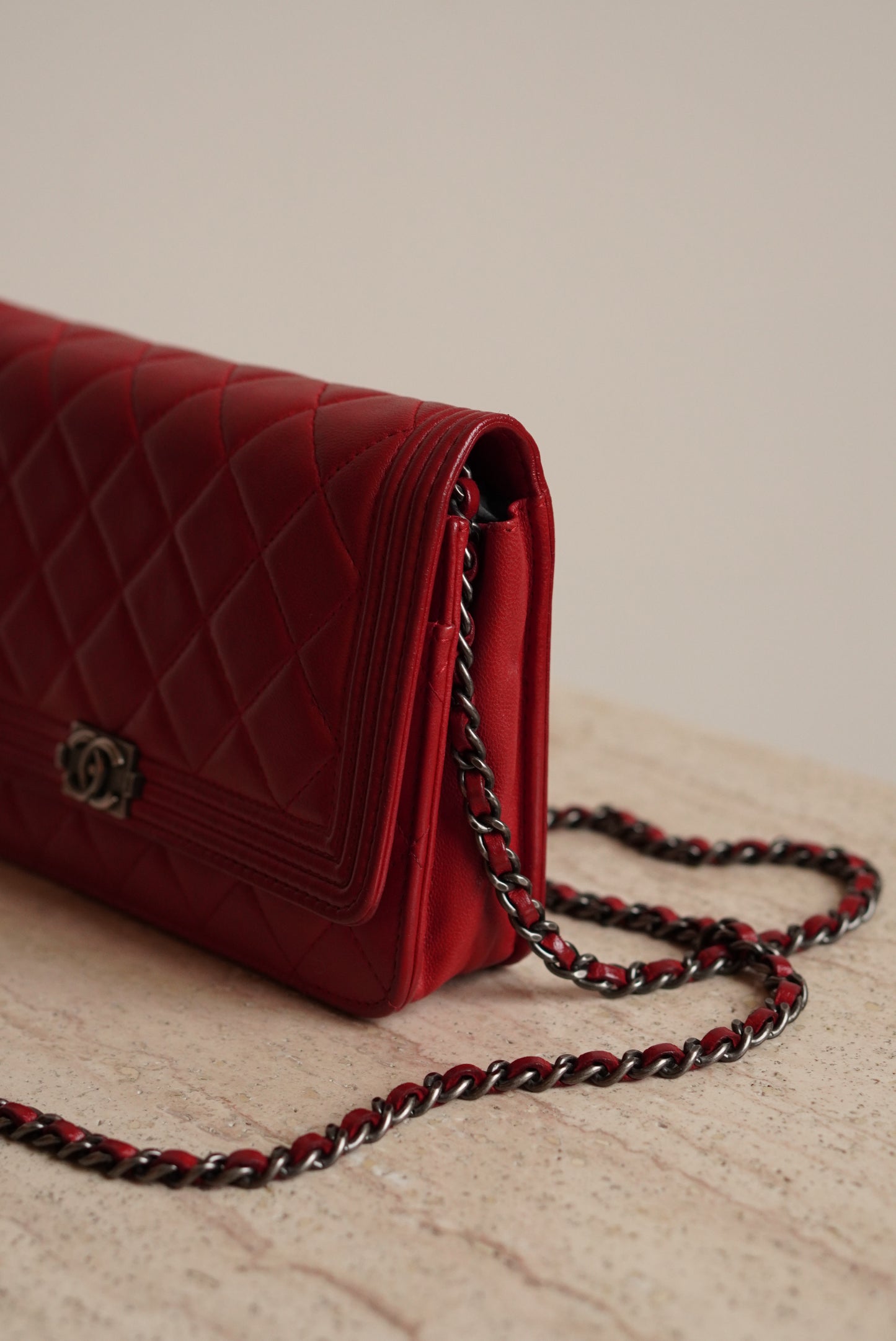CHANEL BOY WALLET ON CHAIN