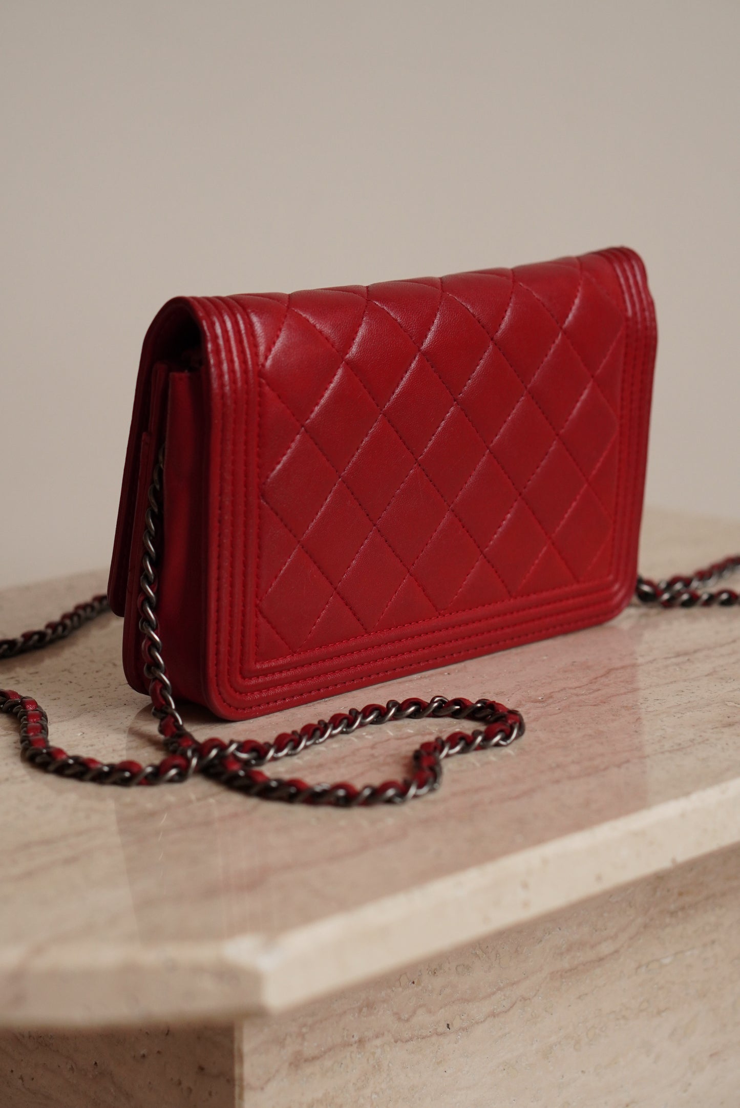CHANEL BOY WALLET ON CHAIN