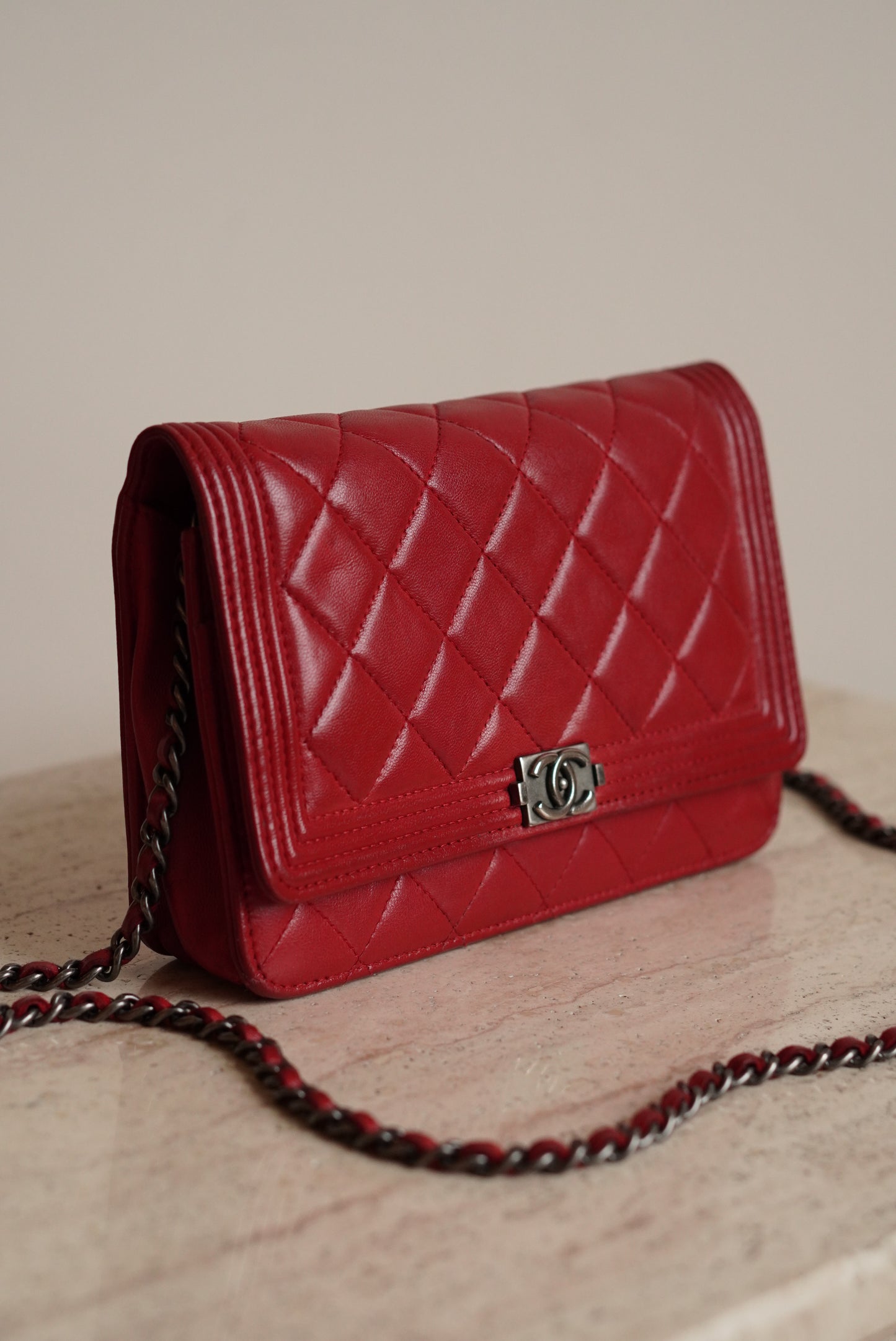 CHANEL BOY WALLET ON CHAIN