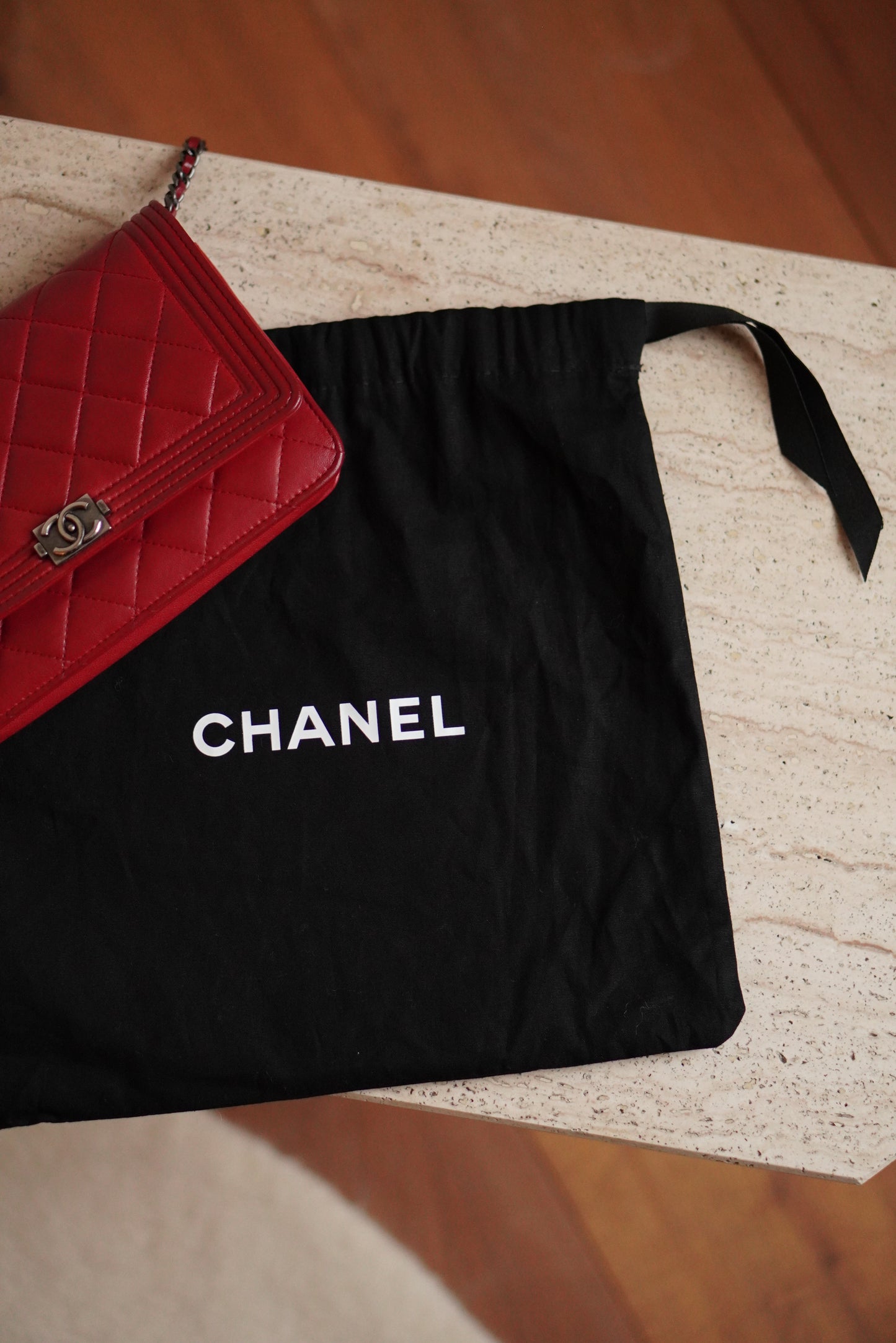 CHANEL BOY WALLET ON CHAIN