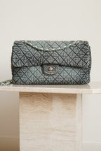 CHANEL 20C JUMBO SINGLE FLAP DENIMPRESSION | TEAL