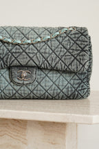 CHANEL 20C JUMBO SINGLE FLAP DENIMPRESSION | TEAL