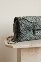 CHANEL 20C JUMBO SINGLE FLAP DENIMPRESSION | TEAL