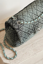 CHANEL 20C JUMBO SINGLE FLAP DENIMPRESSION | TEAL