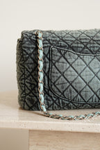 CHANEL 20C JUMBO SINGLE FLAP DENIMPRESSION | TEAL