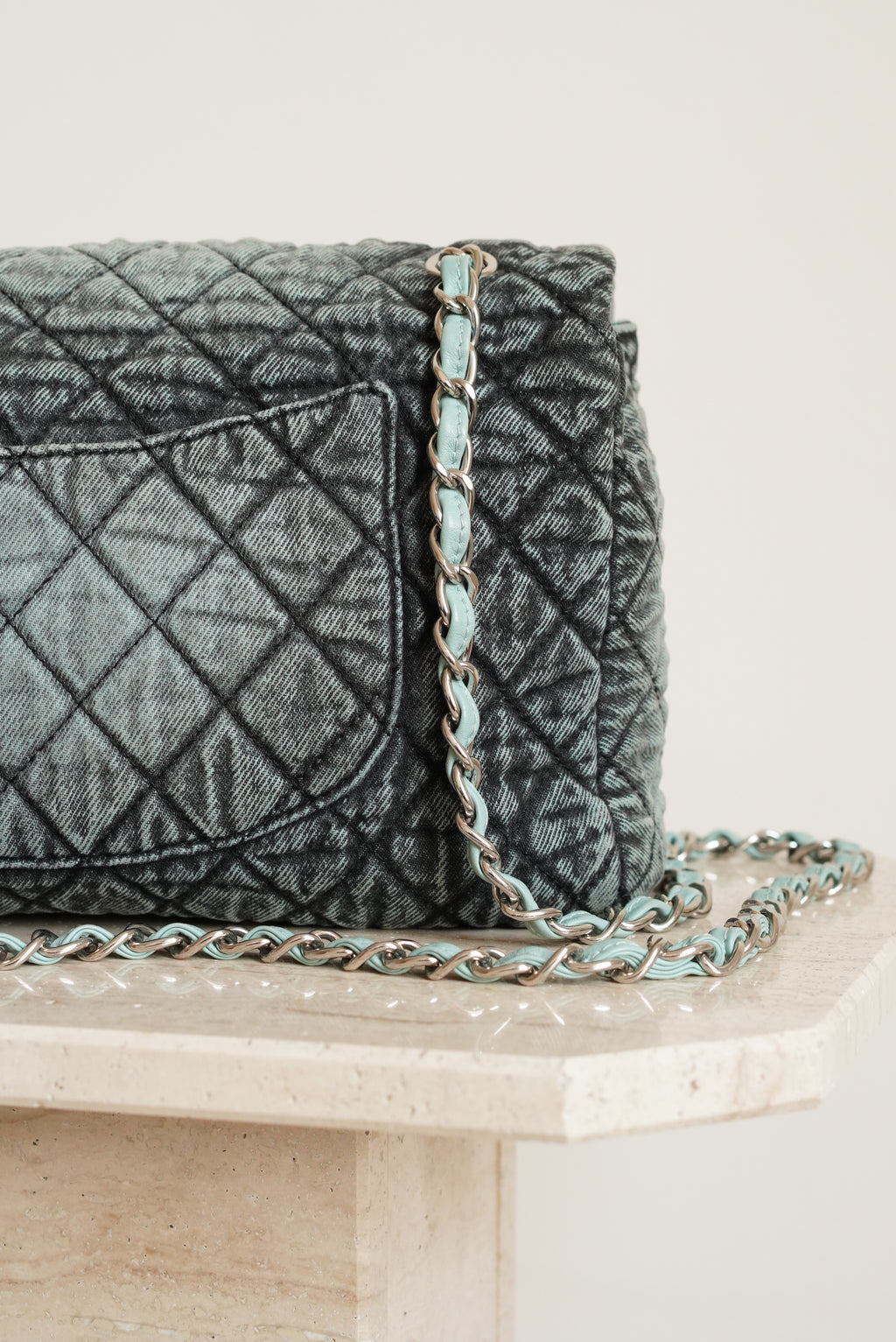 CHANEL 20C JUMBO SINGLE FLAP DENIMPRESSION | TEAL