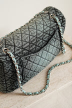 CHANEL 20C JUMBO SINGLE FLAP DENIMPRESSION | TEAL