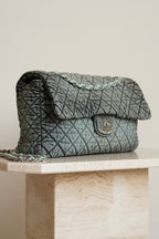 CHANEL 20C JUMBO SINGLE FLAP DENIMPRESSION | TEAL