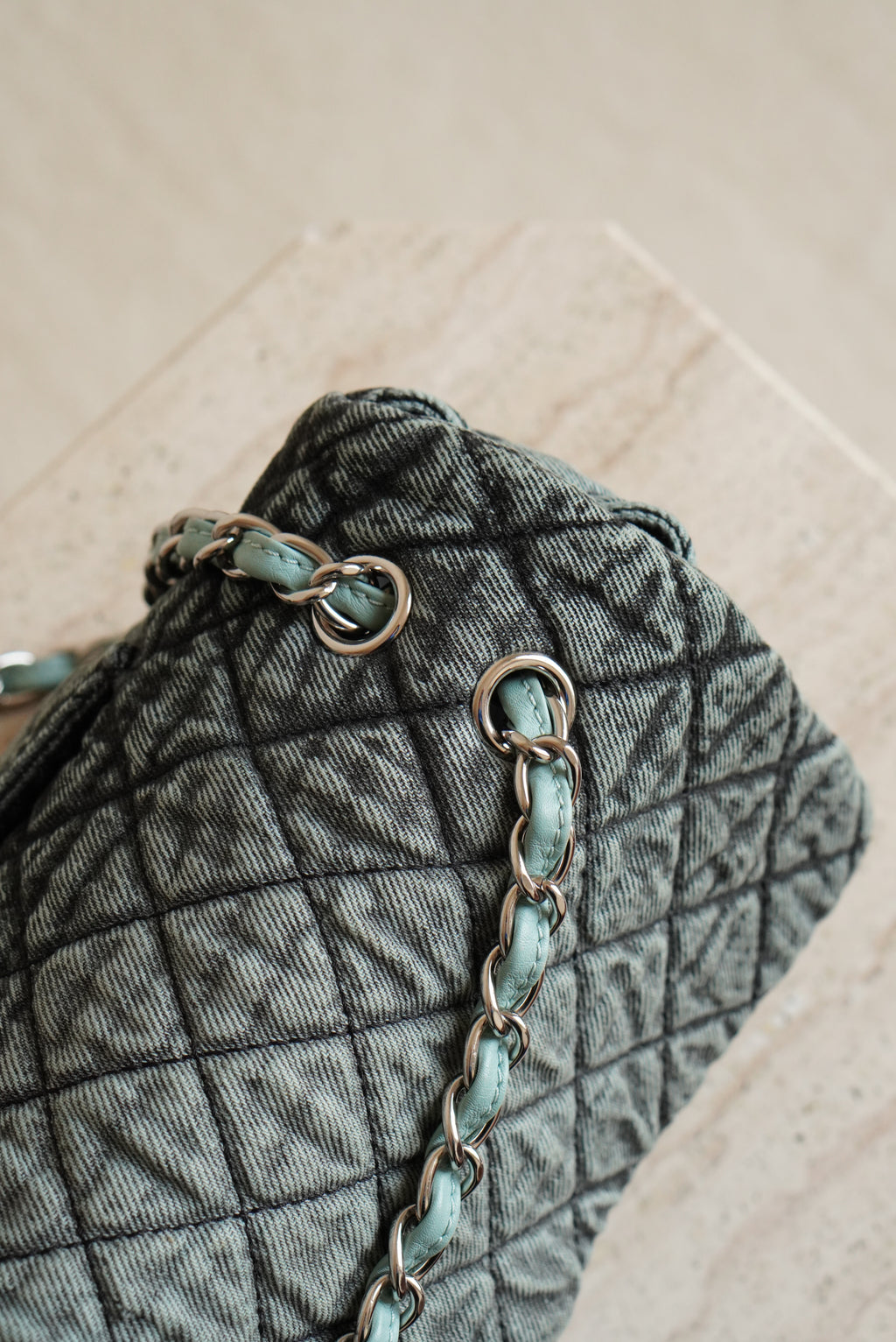 CHANEL 20C JUMBO SINGLE FLAP DENIMPRESSION | TEAL