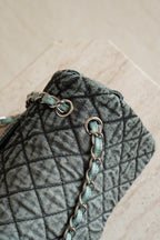 CHANEL 20C JUMBO SINGLE FLAP DENIMPRESSION | TEAL