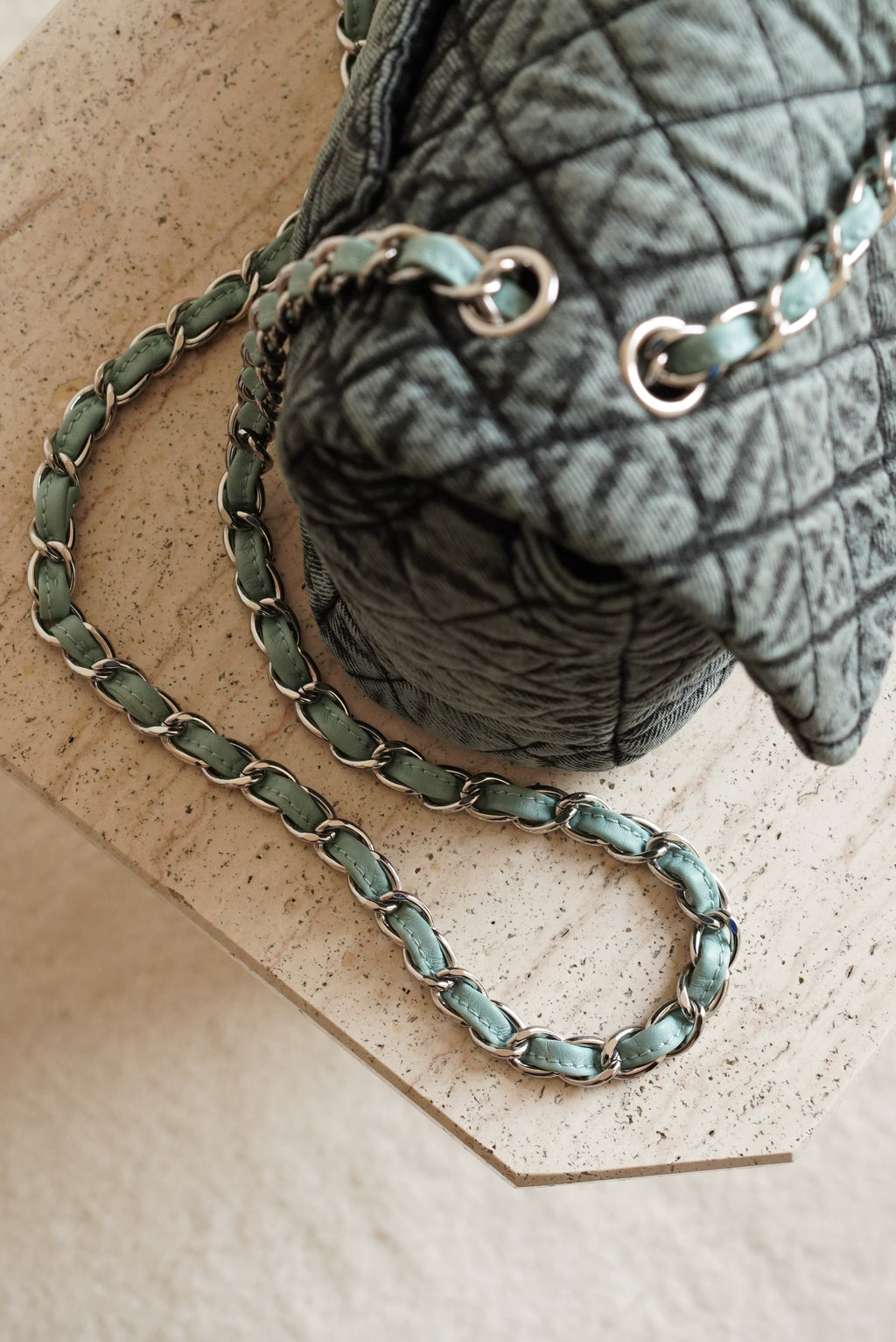 CHANEL 20C JUMBO SINGLE FLAP DENIMPRESSION | TEAL