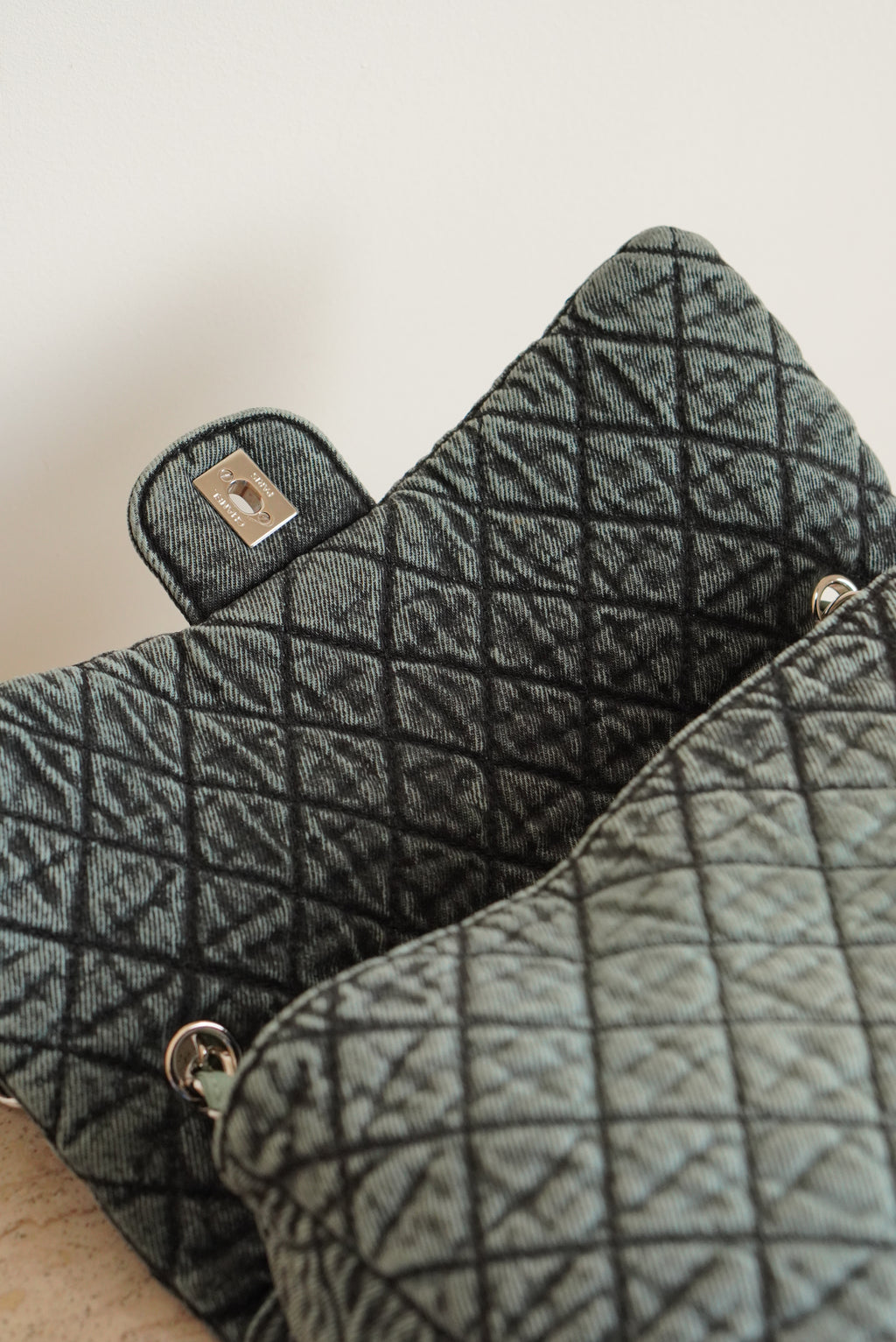 CHANEL 20C JUMBO SINGLE FLAP DENIMPRESSION | TEAL