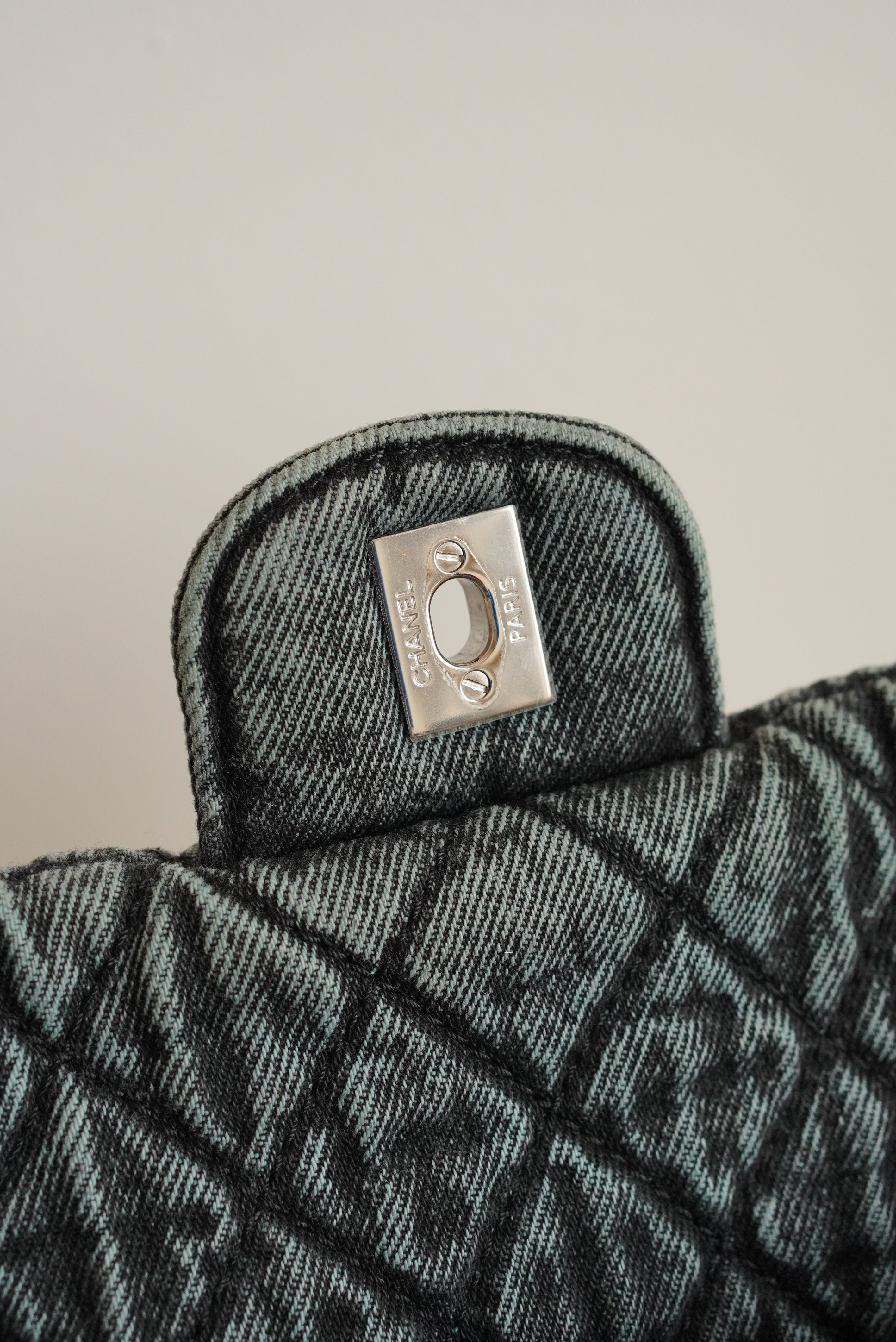 CHANEL 20C JUMBO SINGLE FLAP DENIMPRESSION | TEAL
