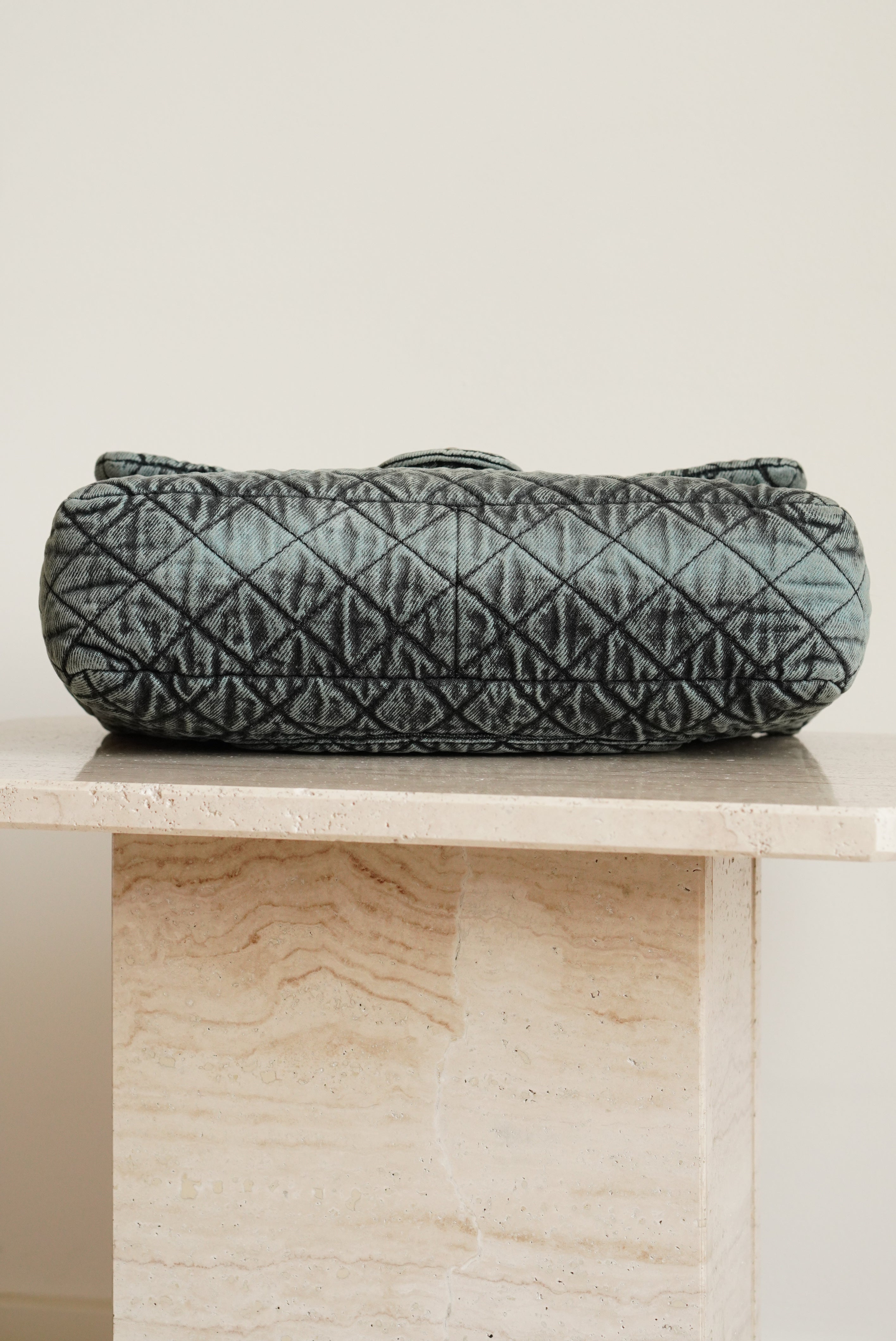 CHANEL 20C JUMBO SINGLE FLAP DENIMPRESSION | TEAL