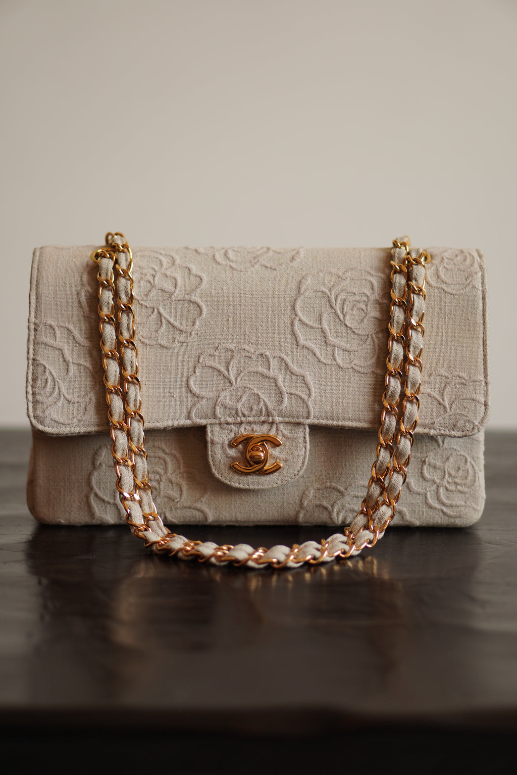 CHANEL CLASSIC CAMELLIA MEDIUM DOUBLE FLAP