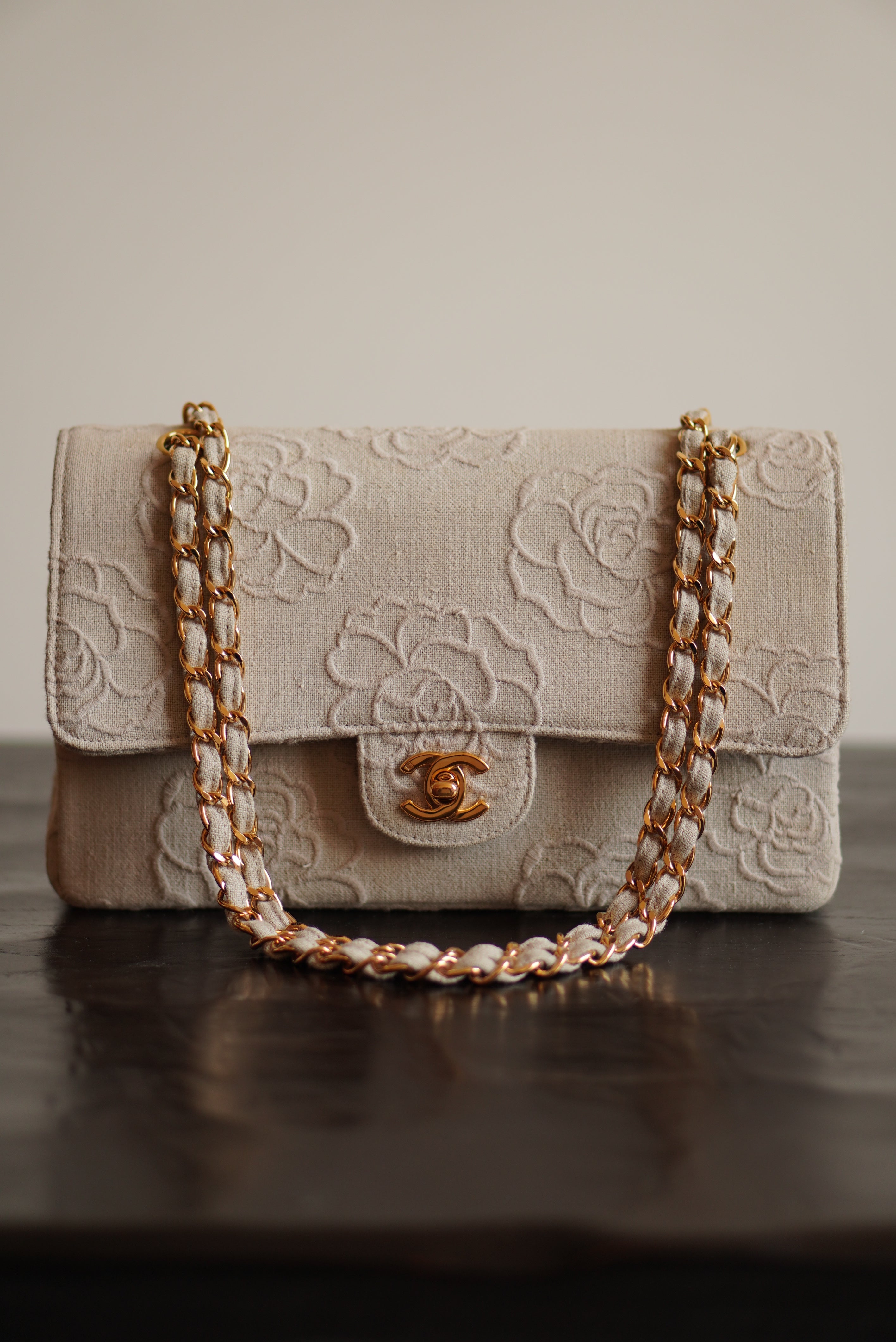 CHANEL CLASSIC CAMELLIA MEDIUM DOUBLE FLAP