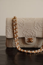 CHANEL CLASSIC CAMELLIA MEDIUM DOUBLE FLAP